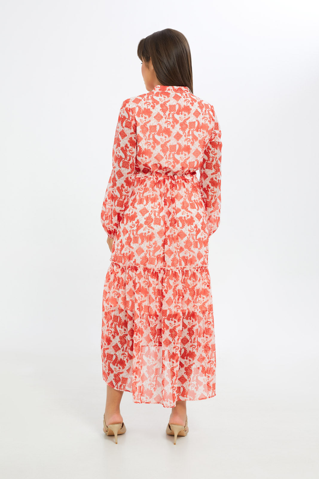 Redtag-Women-Printed-Metallic-Tiered-Dress-Category:Dresses,-Colour:Assorted,-Deals:New-In,-Event:RMD,-Filter:Women's-Clothing,-H1:LWR,-H2:LAD,-H3:DRS,-H4:CAD,-New-In-Women-APL,-Non-Sale,-Occasion:Party-Dress,-Promo:RMD,-RMD,-S23B,-Season:S23C,-Section:Women,-Women-DressesDress-Size:Maxi-Dress-Women's-