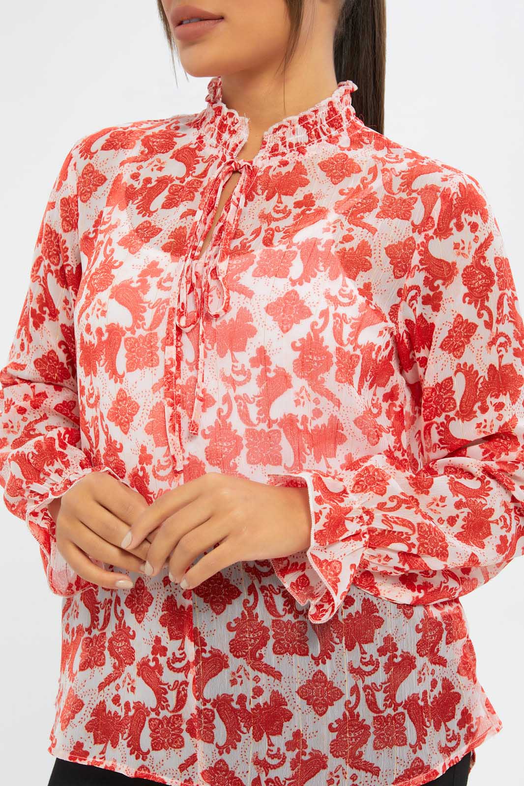 Redtag-Women-Metallic-Printed-Ls-Blouse-Category:Blouses,-Colour:Assorted,-Deals:New-In,-Event:RMD,-Filter:Women's-Clothing,-H1:LWR,-H2:LAD,-H3:BLO,-H4:CBL,-New-In-Women-APL,-Non-Sale,-Promo:RMD,-RMD,-S23B,-Season:S23C,-Section:Women,-Women-Blouses-Women's-