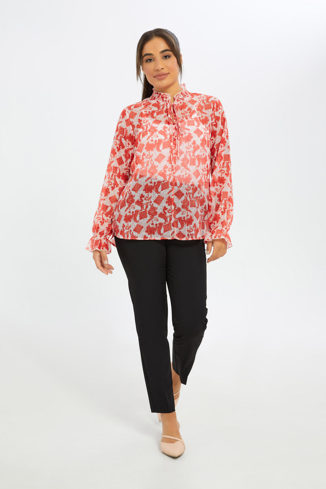 Redtag-Women-Metallic-Printed-Ls-Blouse-Category:Blouses,-Colour:Assorted,-Deals:New-In,-Event:RMD,-Filter:Women's-Clothing,-H1:LWR,-H2:LAD,-H3:BLO,-H4:CBL,-New-In-Women-APL,-Non-Sale,-Promo:RMD,-RMD,-S23B,-Season:S23C,-Section:Women,-Women-Blouses-Women's-