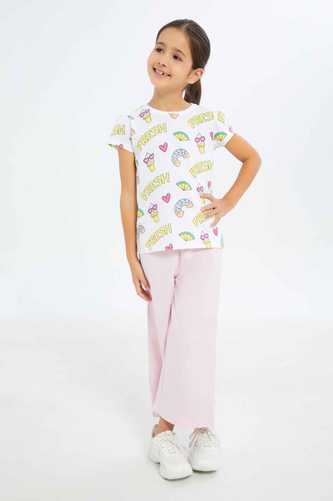 Redtag-Girls-Wide-Leg-Jersey-Trouser---Pink-Category:Trousers,-Colour:Apricot,-Deals:New-In,-Filter:Girls-(2-to-8-Yrs),-GIR-Trousers,-New-In-GIR-APL,-Non-Sale,-S23B,-Section:Girls-(0-to-14Yrs)-Girls-2 to 8 Years