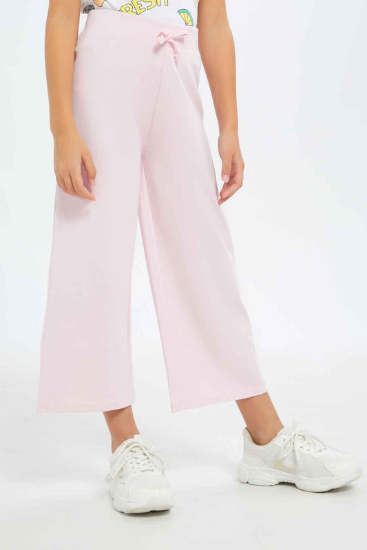 Redtag-Girls-Wide-Leg-Jersey-Trouser---Pink-Category:Trousers,-Colour:Apricot,-Deals:New-In,-Filter:Girls-(2-to-8-Yrs),-GIR-Trousers,-New-In-GIR-APL,-Non-Sale,-S23B,-Section:Girls-(0-to-14Yrs)-Girls-2 to 8 Years