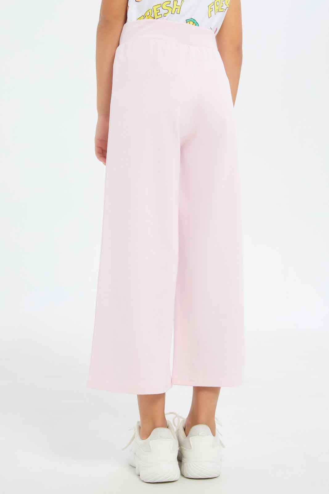 Redtag-Girls-Wide-Leg-Jersey-Trouser---Pink-Category:Trousers,-Colour:Apricot,-Deals:New-In,-Filter:Girls-(2-to-8-Yrs),-GIR-Trousers,-New-In-GIR-APL,-Non-Sale,-S23B,-Section:Girls-(0-to-14Yrs)-Girls-2 to 8 Years