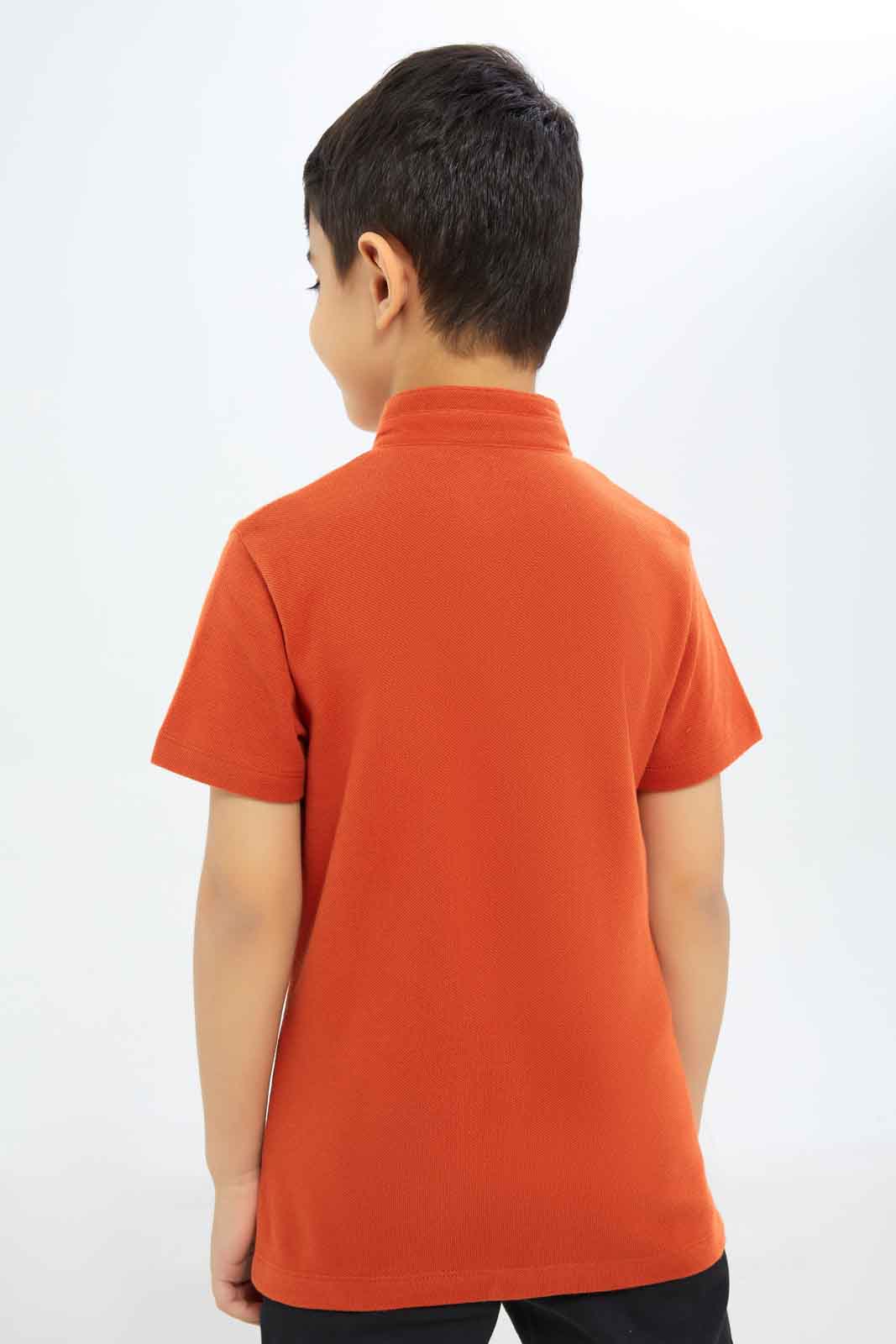 Redtag-Boys-Orange-Collar-Stand-Polo-BOY-Polo-T-Shirts,-Category:Polo-T-Shirts,-Colour:Orange,-Deals:New-In,-Filter:Boys-(2-to-8-Yrs),-New-In-BOY-APL,-Non-Sale,-S23C,-Section:Boys-(0-to-14Yrs),-VLM-Boys-2 to 8 Years
