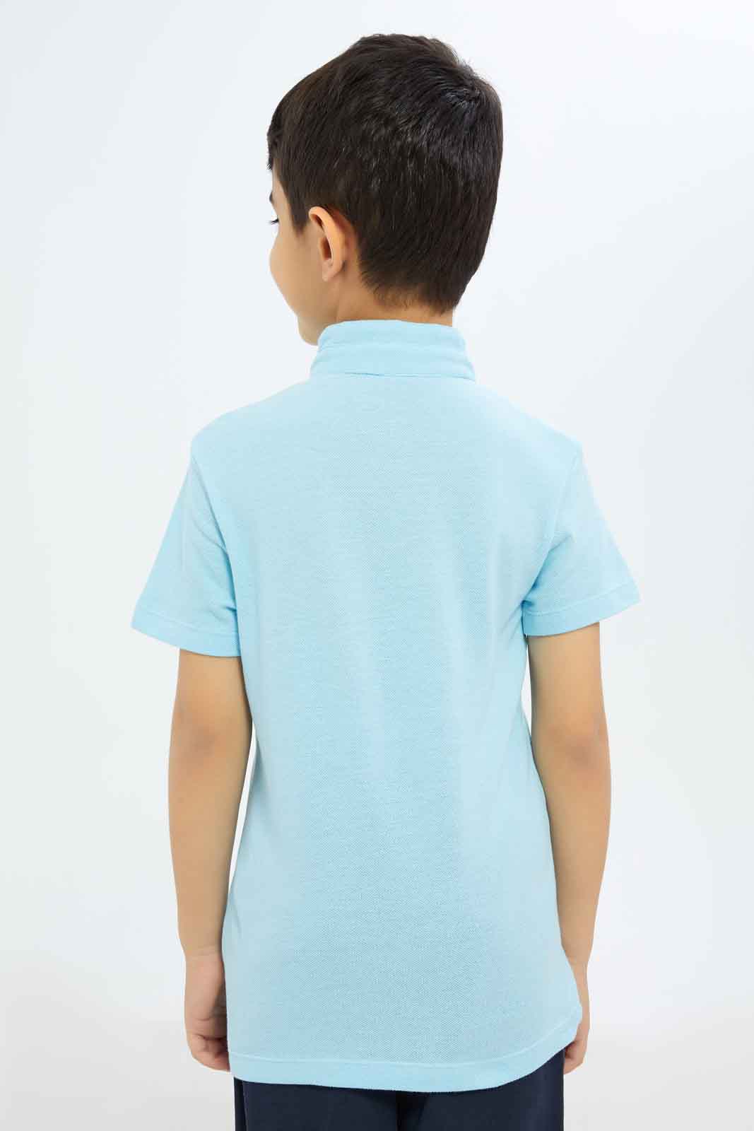 Redtag-Boys-Pale-Blue-Collar-Stand-Polo-BOY-Polo-T-Shirts,-Category:Polo-T-Shirts,-Colour:Blue,-Deals:New-In,-Filter:Boys-(2-to-8-Yrs),-New-In-BOY-APL,-Non-Sale,-S23C,-Section:Boys-(0-to-14Yrs),-VLM-Boys-2 to 8 Years