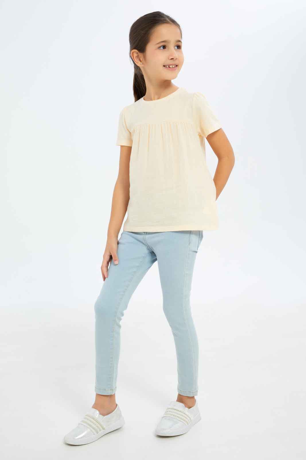 Redtag-Girls-Knit-Cheesecloth-Jersey-Top---Cream-Category:Jackets,-Colour:Cream,-Deals:New-In,-Filter:Girls-(2-to-8-Yrs),-GIR-Jackets,-New-In-GIR-APL,-Non-Sale,-S23B,-Section:Girls-(0-to-14Yrs)--
