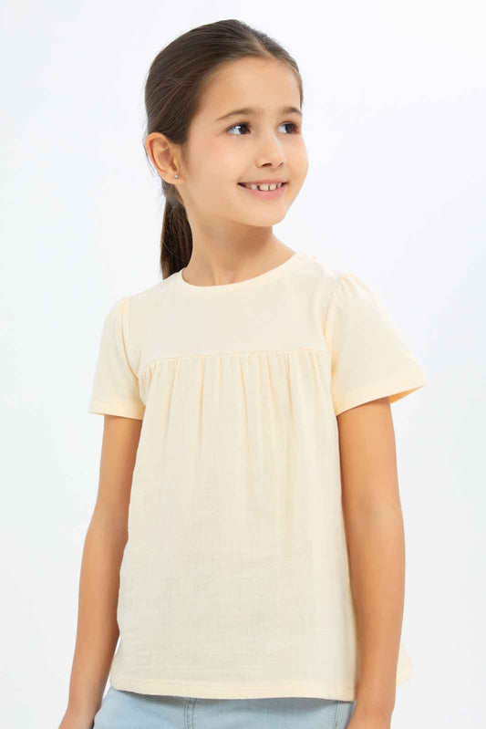 Redtag-Girls-Knit-Cheesecloth-Jersey-Top---Cream-Category:Jackets,-Colour:Cream,-Deals:New-In,-Filter:Girls-(2-to-8-Yrs),-GIR-Jackets,-New-In-GIR-APL,-Non-Sale,-S23B,-Section:Girls-(0-to-14Yrs)--