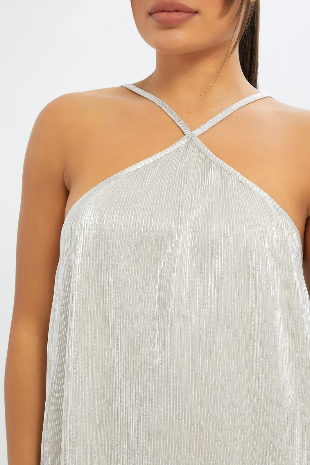 Redtag-Women-Gold-Metallic-Plisse-Halter-Top-Category:Blouses,-Colour:Gold,-Deals:New-In,-Event:EID,-Filter:Women's-Clothing,-H1:LWR,-H2:LAD,-H3:BLO,-H4:CBL,-New-In-Women-APL,-Non-Sale,-Promo:EID,-RMD,-S23C,-Season:S23D,-Section:Women,-Women-Blouses-Women's-