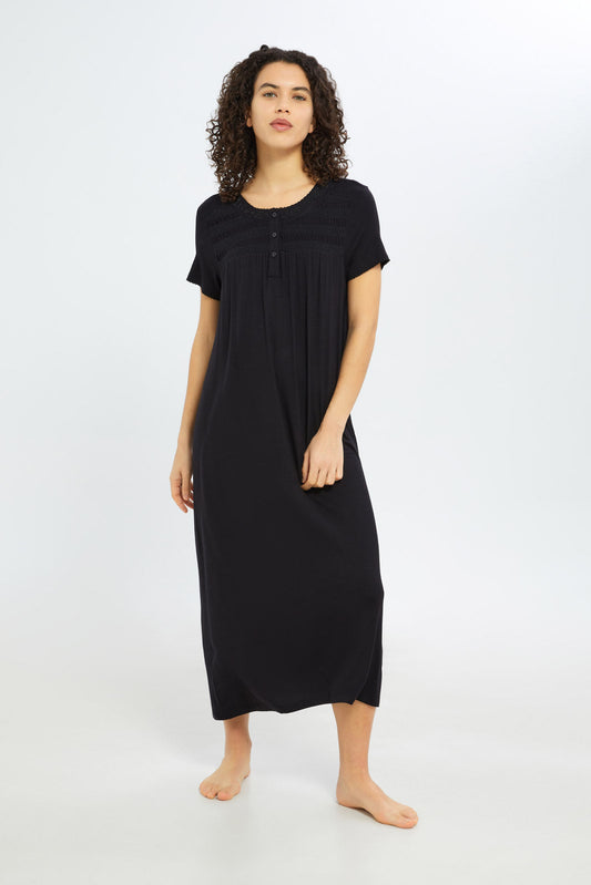 Redtag-Women-Cream-Short-Sleeves-Nightgown-Category:Nightgowns,-Colour:Cream,-Deals:New-In,-Filter:Women's-Clothing,-H1:LWR,-H2:LDN,-H3:NWR,-H4:NGN,-New-In-Women-APL,-Non-Sale,-RMD,-S23C,-Season:S23C,-Section:Women,-Women-Nightgowns--