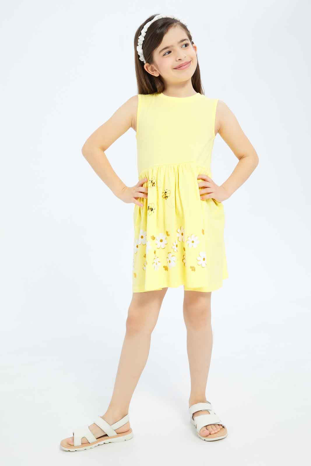 Redtag-Girls-2Pk-Sj-Dresses---White-Category:Dresses,-Colour:Yellow,-Deals:New-In,-Filter:Girls-(2-to-8-Yrs),-GIR-Dresses,-New-In-GIR-APL,-Non-Sale,-S23B,-Section:Girls-(0-to-14Yrs)-Girls-2 to 8 Years