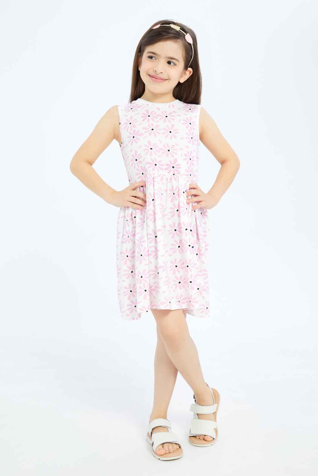 Redtag-Girls-2Pk-Sj-Dresses---Floral-Category:Dresses,-Colour:Apricot,-Deals:New-In,-Filter:Girls-(2-to-8-Yrs),-GIR-Dresses,-New-In-GIR-APL,-Non-Sale,-S23B,-Section:Girls-(0-to-14Yrs)-Girls-2 to 8 Years