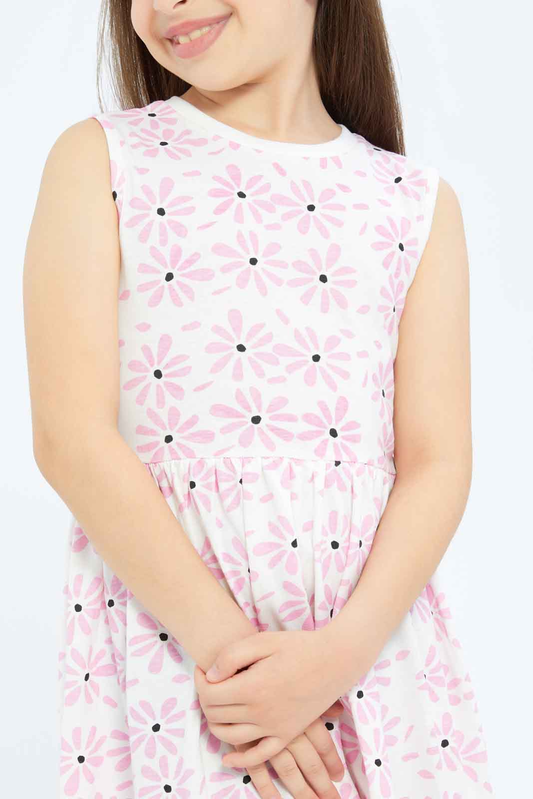 Redtag-Girls-2Pk-Sj-Dresses---Floral-Category:Dresses,-Colour:Apricot,-Deals:New-In,-Filter:Girls-(2-to-8-Yrs),-GIR-Dresses,-New-In-GIR-APL,-Non-Sale,-S23B,-Section:Girls-(0-to-14Yrs)-Girls-2 to 8 Years