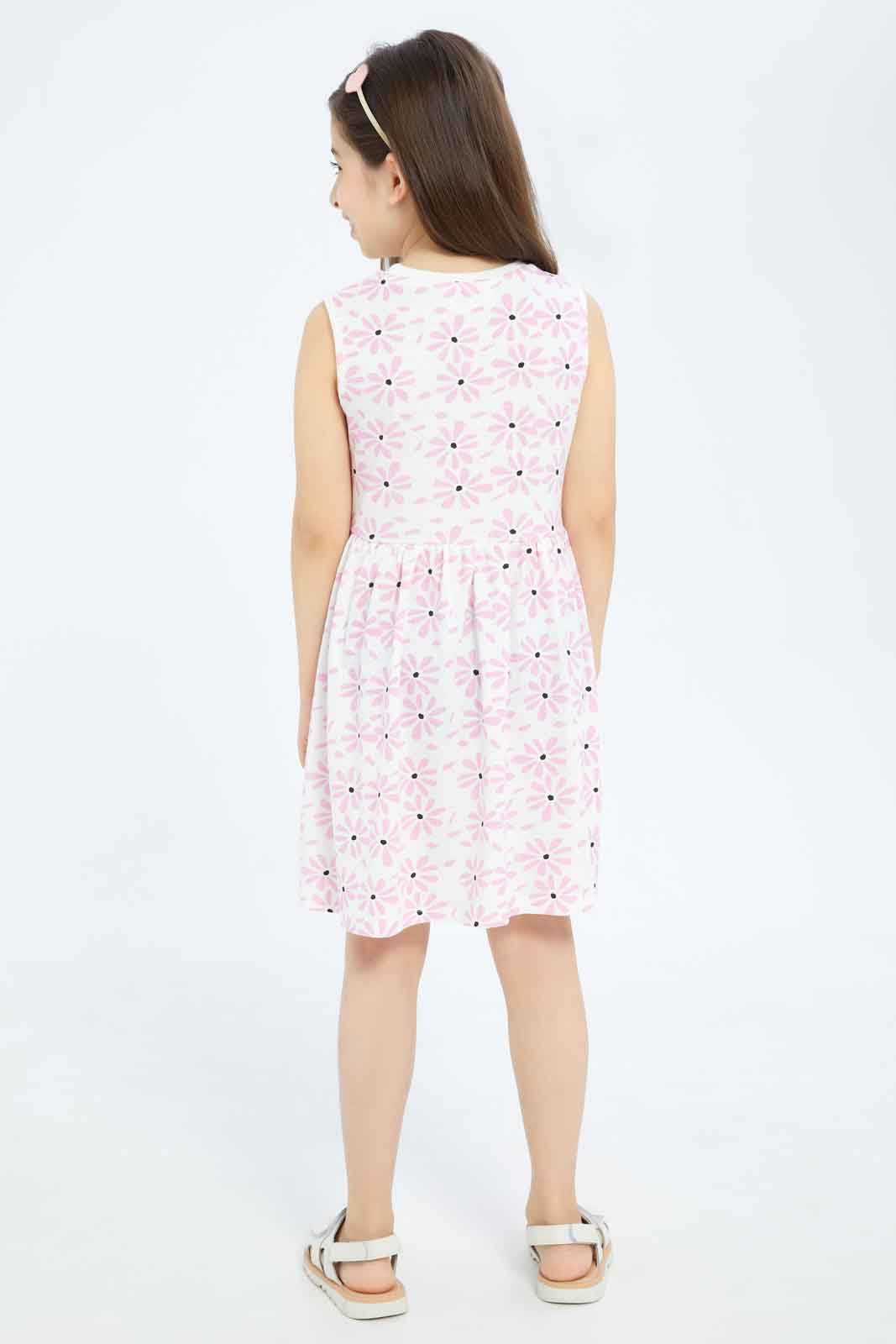 Redtag-Girls-2Pk-Sj-Dresses---Floral-Category:Dresses,-Colour:Apricot,-Deals:New-In,-Filter:Girls-(2-to-8-Yrs),-GIR-Dresses,-New-In-GIR-APL,-Non-Sale,-S23B,-Section:Girls-(0-to-14Yrs)-Girls-2 to 8 Years