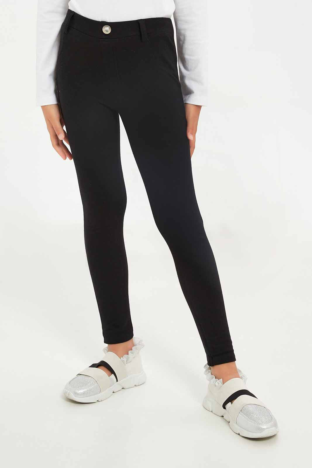 Redtag-Girls-Black-Knit-Jeggings-Category:Jeggings,-Colour:Black,-Deals:New-In,-Filter:Girls-(2-to-8-Yrs),-GIR-Jeggings,-New-In-GIR-APL,-Non-Sale,-S23B,-Section:Girls-(0-to-14Yrs)-Girls-2 to 8 Years