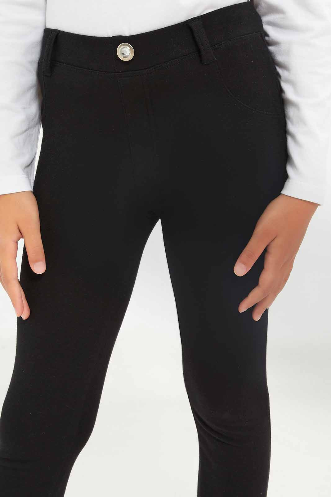 Redtag-Girls-Black-Knit-Jeggings-Category:Jeggings,-Colour:Black,-Deals:New-In,-Filter:Girls-(2-to-8-Yrs),-GIR-Jeggings,-New-In-GIR-APL,-Non-Sale,-S23B,-Section:Girls-(0-to-14Yrs)-Girls-2 to 8 Years