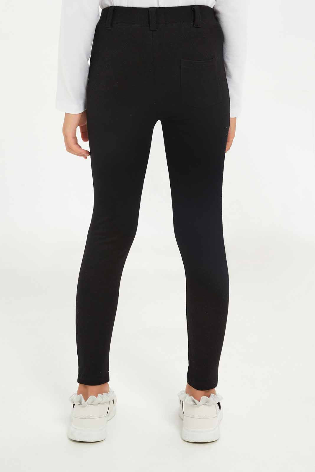 Redtag-Girls-Black-Knit-Jeggings-Category:Jeggings,-Colour:Black,-Deals:New-In,-Filter:Girls-(2-to-8-Yrs),-GIR-Jeggings,-New-In-GIR-APL,-Non-Sale,-S23B,-Section:Girls-(0-to-14Yrs)-Girls-2 to 8 Years