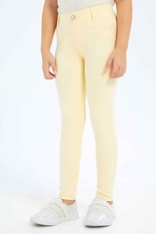 Redtag-Girls-Yellow-Knit-Jeggings-Category:Jeggings,-Colour:Yellow,-Deals:New-In,-Filter:Girls-(2-to-8-Yrs),-GIR-Jeggings,-New-In-GIR-APL,-Non-Sale,-S23B,-Section:Girls-(0-to-14Yrs)-Girls-2 to 8 Years
