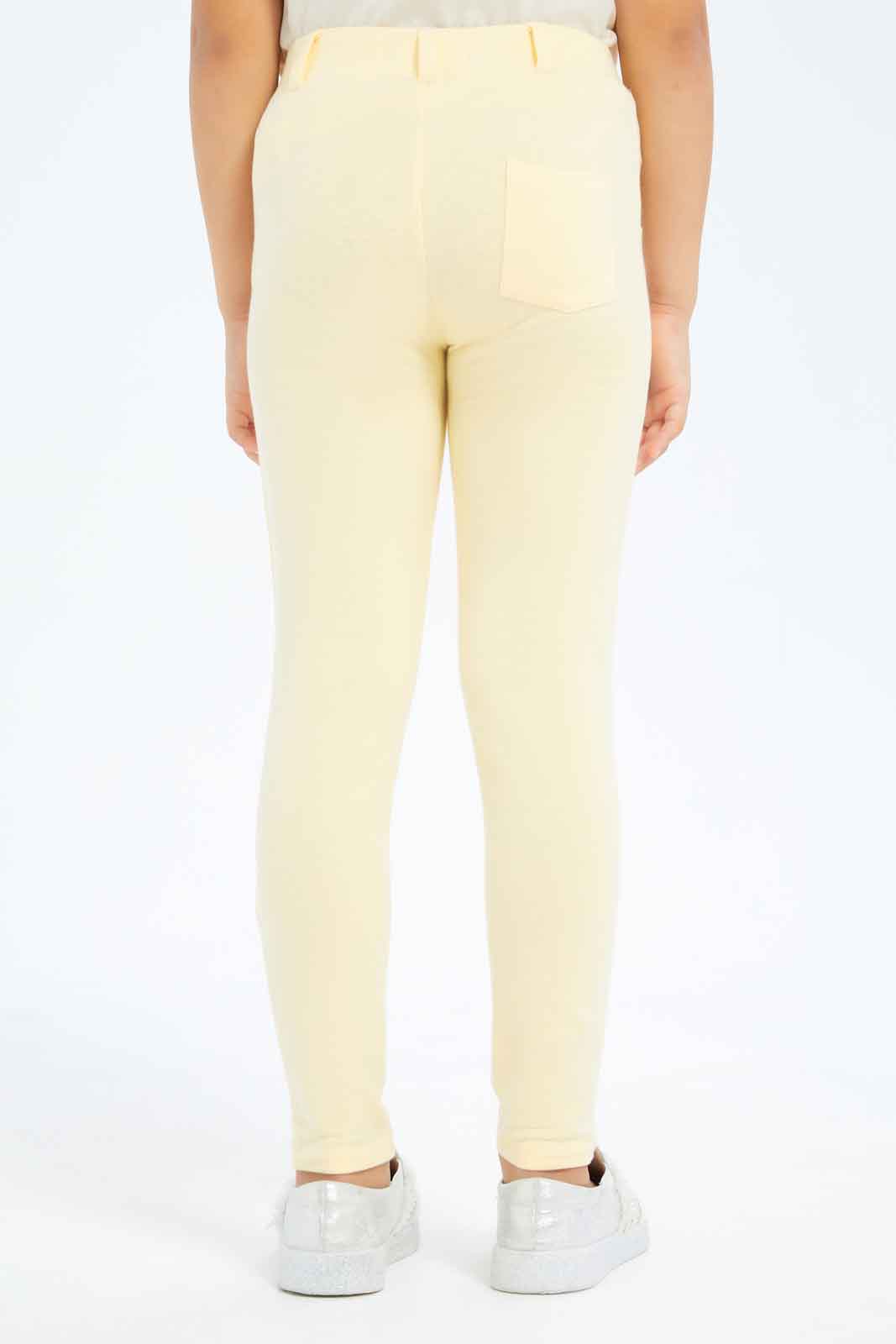 Redtag-Girls-Yellow-Knit-Jeggings-Category:Jeggings,-Colour:Yellow,-Deals:New-In,-Filter:Girls-(2-to-8-Yrs),-GIR-Jeggings,-New-In-GIR-APL,-Non-Sale,-S23B,-Section:Girls-(0-to-14Yrs)-Girls-2 to 8 Years