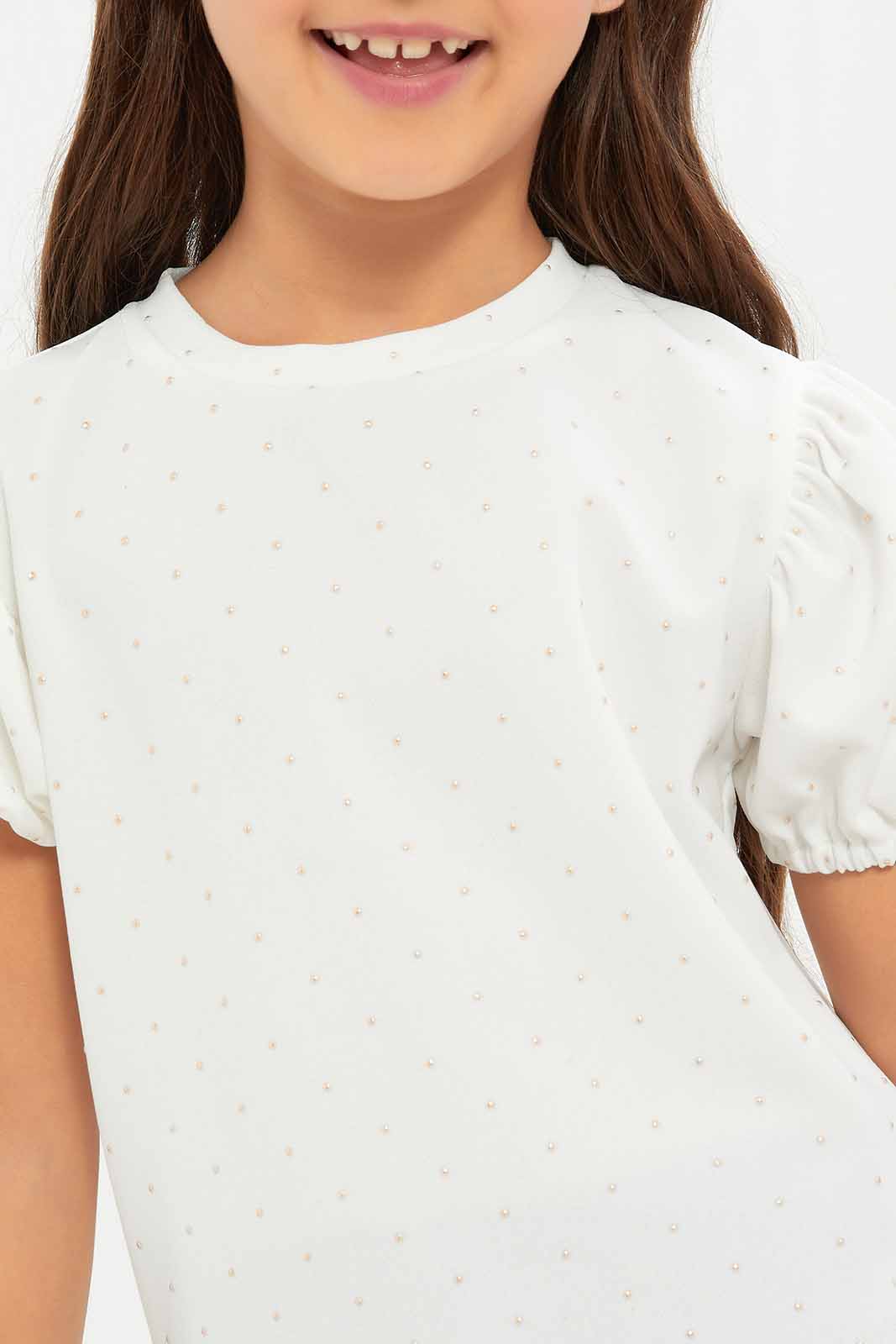 Redtag-Girls-White-Crepe-Glitter-Puff-Sleeve-Blouse-Category:Jackets,-Colour:White,-Deals:New-In,-Filter:Girls-(2-to-8-Yrs),-GIR-Jackets,-New-In-GIR-APL,-Non-Sale,-RMD,-S23D,-Section:Girls-(0-to-14Yrs)--
