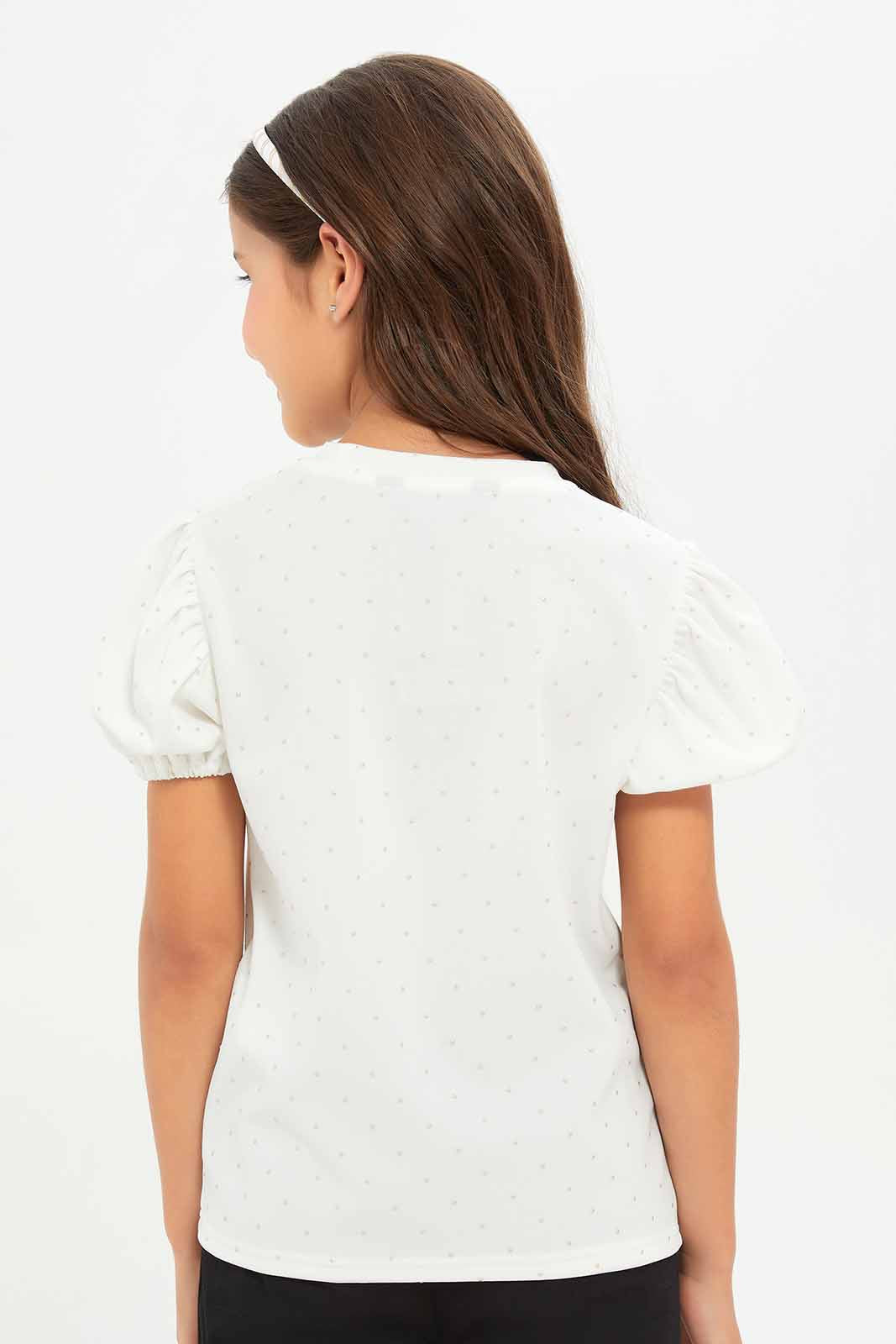 Redtag-Girls-White-Crepe-Glitter-Puff-Sleeve-Blouse-Category:Jackets,-Colour:White,-Deals:New-In,-Filter:Girls-(2-to-8-Yrs),-GIR-Jackets,-New-In-GIR-APL,-Non-Sale,-RMD,-S23D,-Section:Girls-(0-to-14Yrs)--
