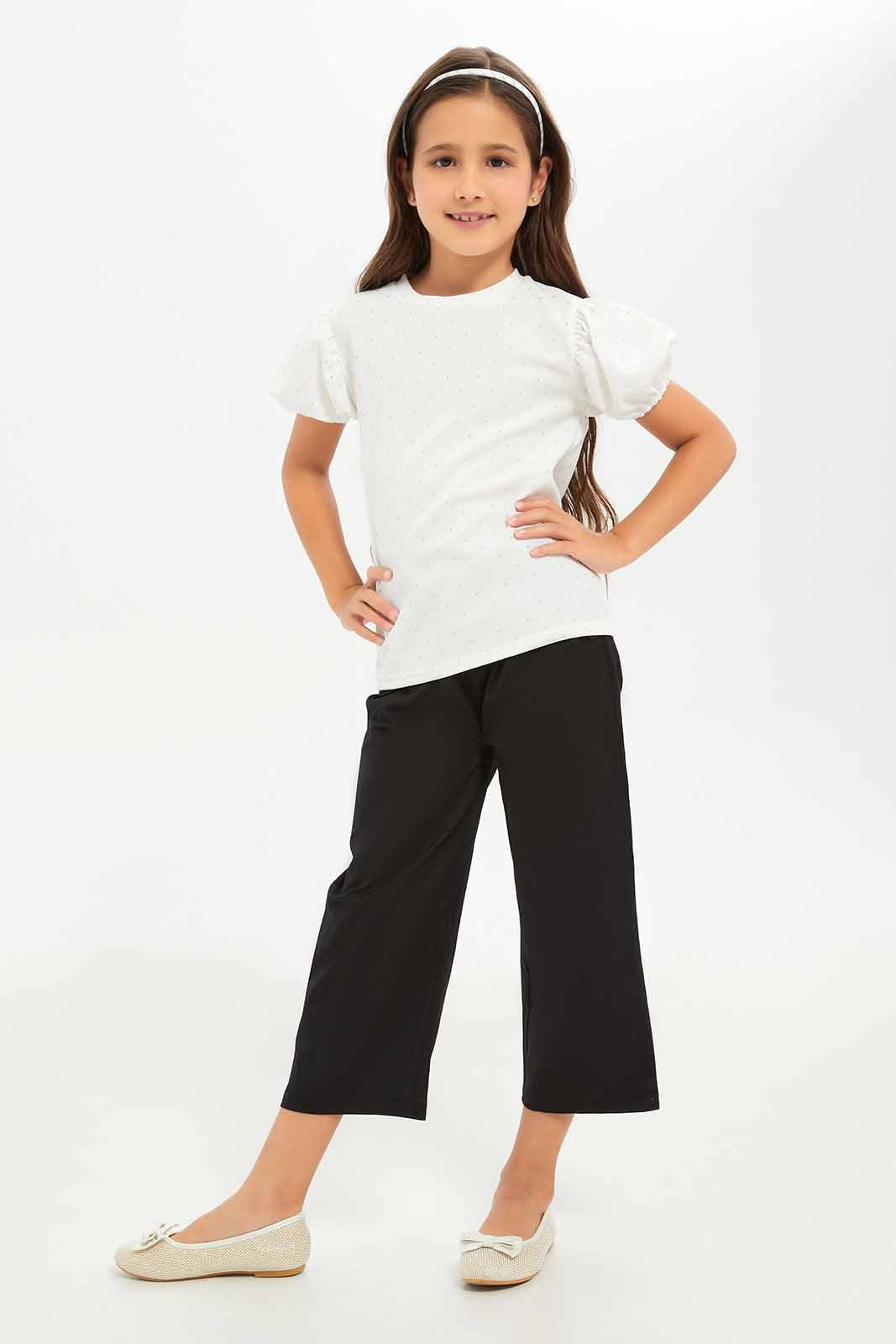Redtag-Girls-White-Crepe-Glitter-Puff-Sleeve-Blouse-Category:Jackets,-Colour:White,-Deals:New-In,-Filter:Girls-(2-to-8-Yrs),-GIR-Jackets,-New-In-GIR-APL,-Non-Sale,-RMD,-S23D,-Section:Girls-(0-to-14Yrs)--