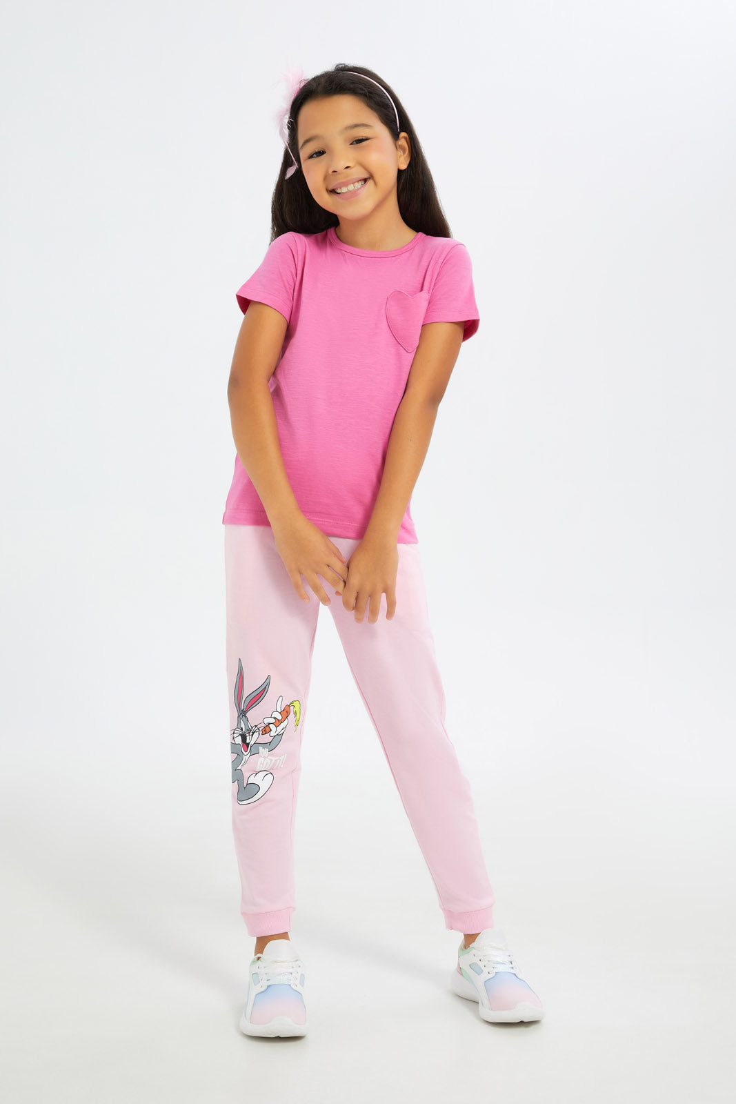 Redtag-Girls-Fuschia-Bugs-Bunny-Jogger-Category:Joggers,-CHA,-Colour:Fuchsia,-Deals:New-In,-Filter:Girls-(2-to-8-Yrs),-GIR-Joggers,-H1:KWR,-H2:GIR,-H3:SPW,-H4:ATP,-New-In-GIR-APL,-Non-Sale,-S23B,-Season:S23B,-Section:Girls-(0-to-14Yrs)-Girls-2 to 8 Years