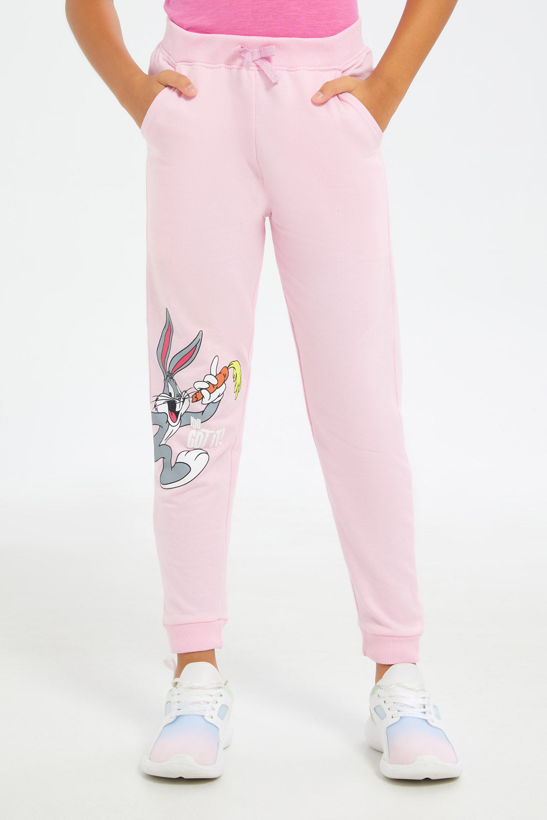 Redtag-Girls-Fuschia-Bugs-Bunny-Jogger-Category:Joggers,-CHA,-Colour:Fuchsia,-Deals:New-In,-Filter:Girls-(2-to-8-Yrs),-GIR-Joggers,-H1:KWR,-H2:GIR,-H3:SPW,-H4:ATP,-New-In-GIR-APL,-Non-Sale,-S23B,-Season:S23B,-Section:Girls-(0-to-14Yrs)-Girls-2 to 8 Years