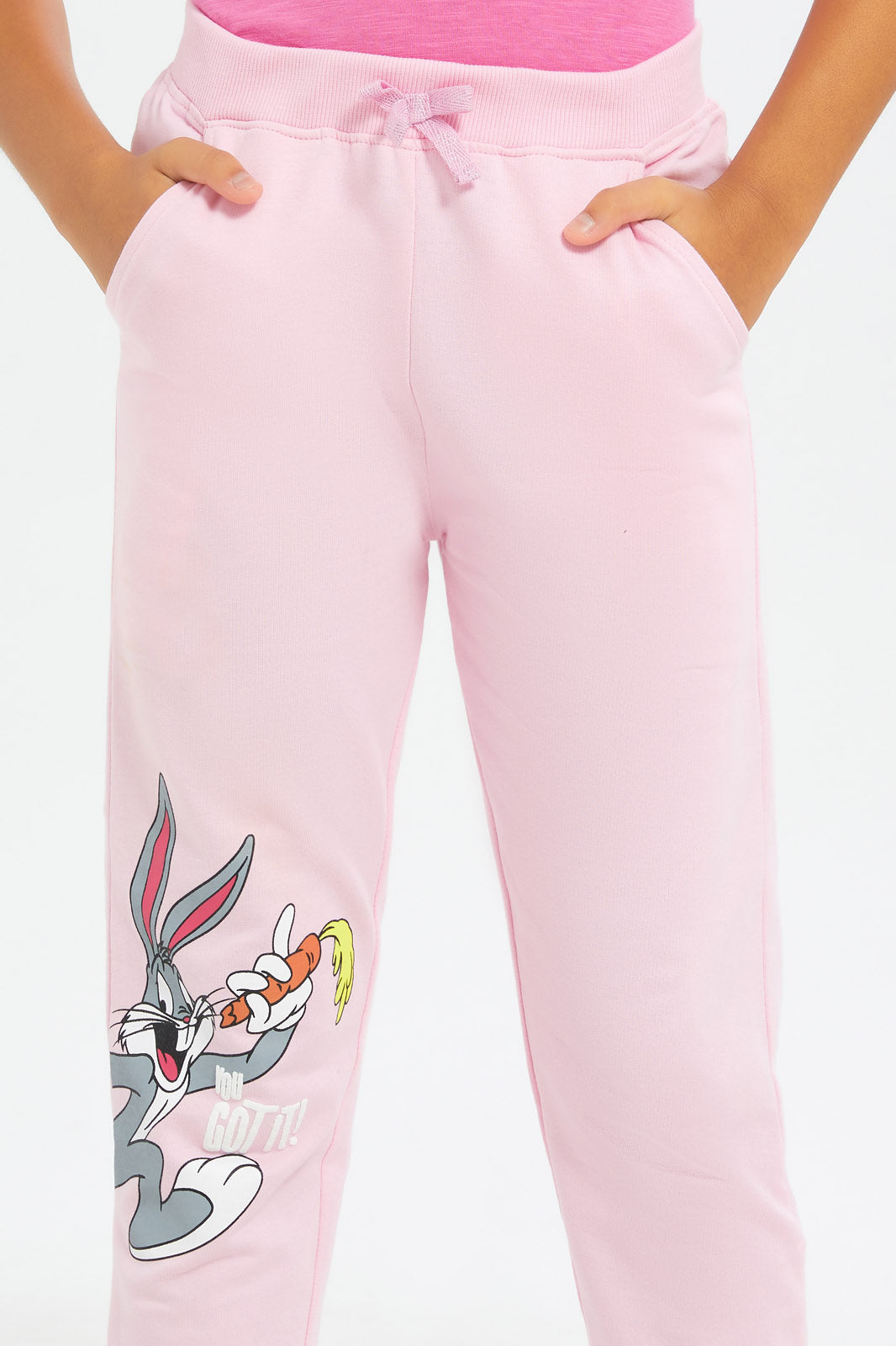 Redtag-Girls-Fuschia-Bugs-Bunny-Jogger-Category:Joggers,-CHA,-Colour:Fuchsia,-Deals:New-In,-Filter:Girls-(2-to-8-Yrs),-GIR-Joggers,-H1:KWR,-H2:GIR,-H3:SPW,-H4:ATP,-New-In-GIR-APL,-Non-Sale,-S23B,-Season:S23B,-Section:Girls-(0-to-14Yrs)-Girls-2 to 8 Years