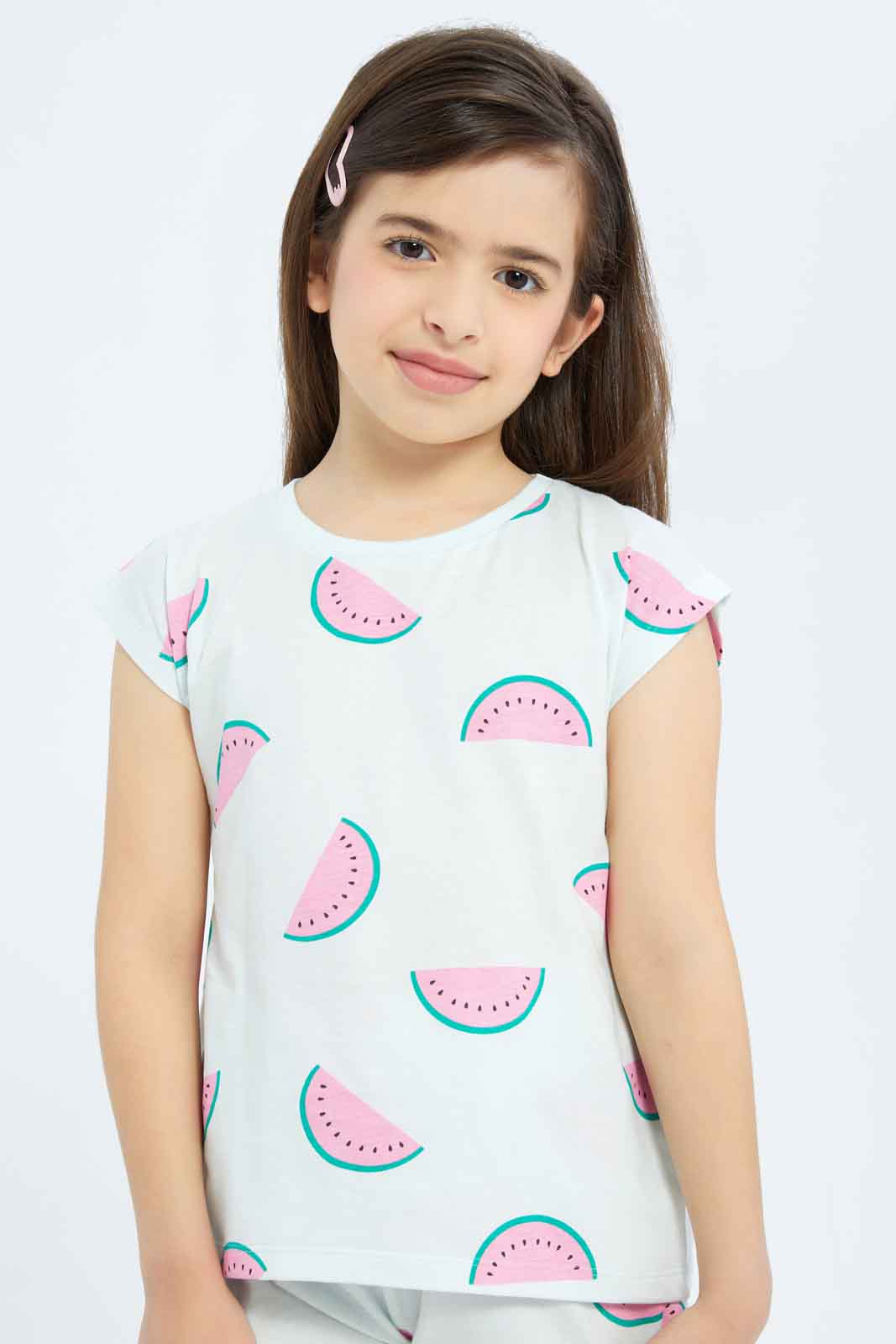 Redtag-Girls-Mint-Watermelon-Short-Pj-Set-Category:Pyjama-Sets,-Colour:Mint,-Deals:New-In,-Filter:Girls-(2-to-8-Yrs),-GIR-Pyjama-Sets,-New-In-GIR-APL,-Non-Sale,-S23B,-Section:Girls-(0-to-14Yrs)-Girls-2 to 8 Years