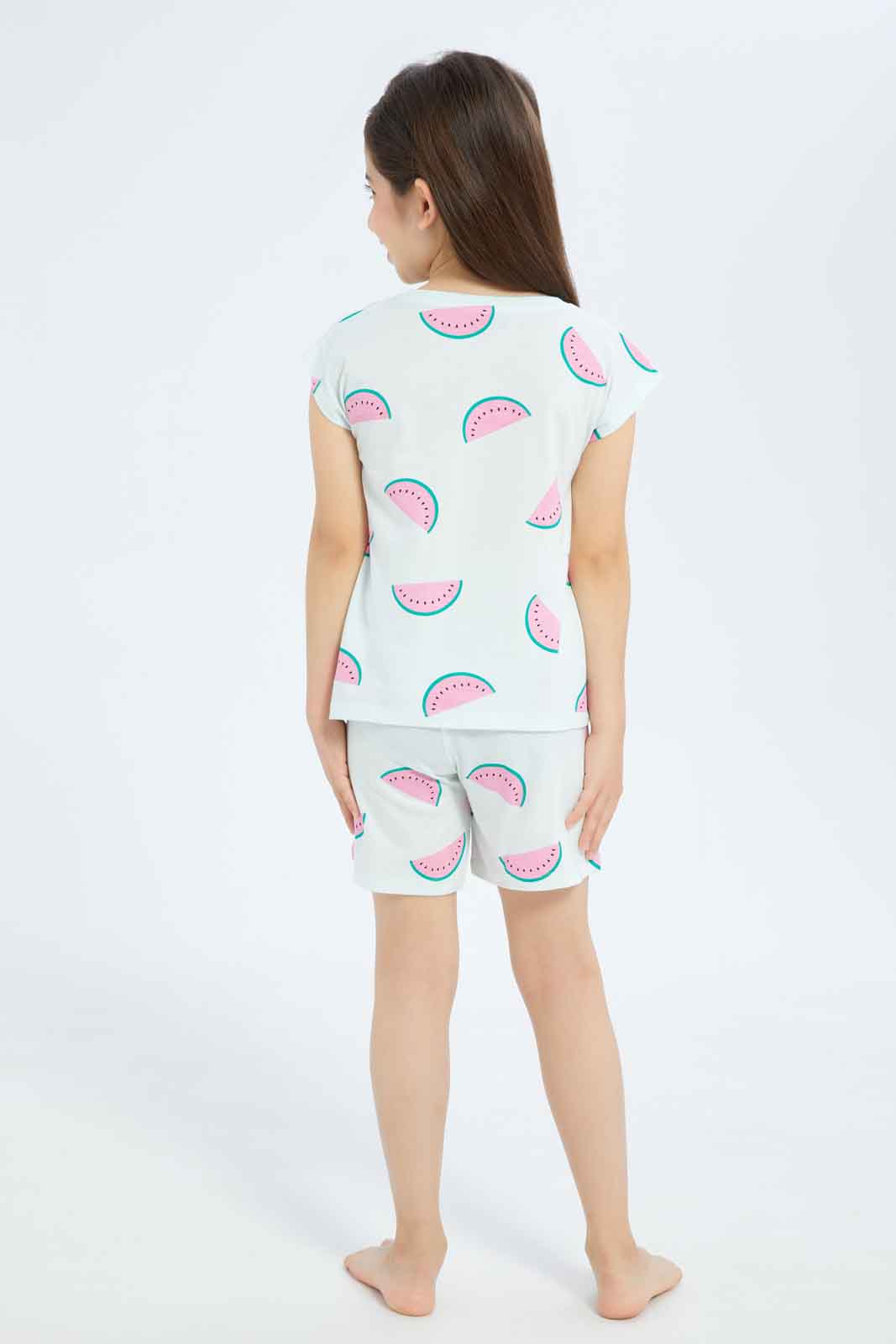 Redtag-Girls-Mint-Watermelon-Short-Pj-Set-Category:Pyjama-Sets,-Colour:Mint,-Deals:New-In,-Filter:Girls-(2-to-8-Yrs),-GIR-Pyjama-Sets,-New-In-GIR-APL,-Non-Sale,-S23B,-Section:Girls-(0-to-14Yrs)-Girls-2 to 8 Years