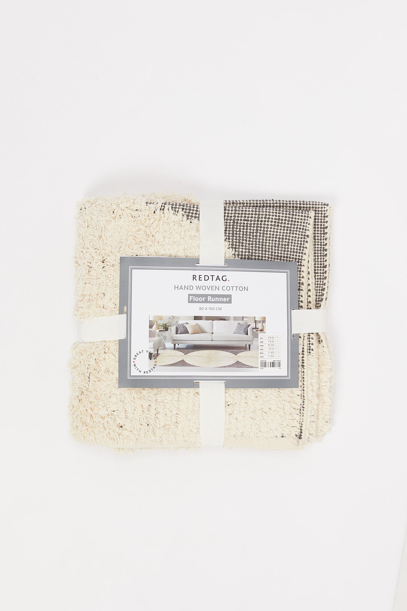 Redtag-Beige-Handwoven-Cotton-Boho-Floorrunner-Category:Rugs,-Colour:Beige,-Deals:New-In,-Filter:Home-Decor,-H1:HMW,-H2:HOM,-H3:RUD,-H4:RUG,-HMW-HOM-Rugs-&-Door-Mats,-New-In-HMW-HOM,-Non-Sale,-Promo:RIVA,-S23B,-Season:S23B,-Section:Homewares,-Style:RUNNER-Home-Decor-