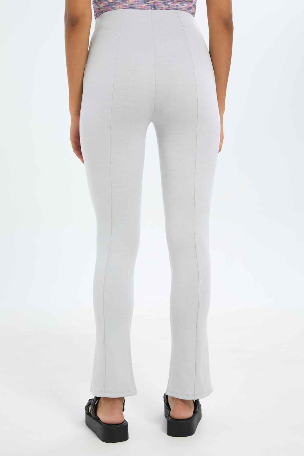 Women Grey High-Waist Straight Fit Trouser