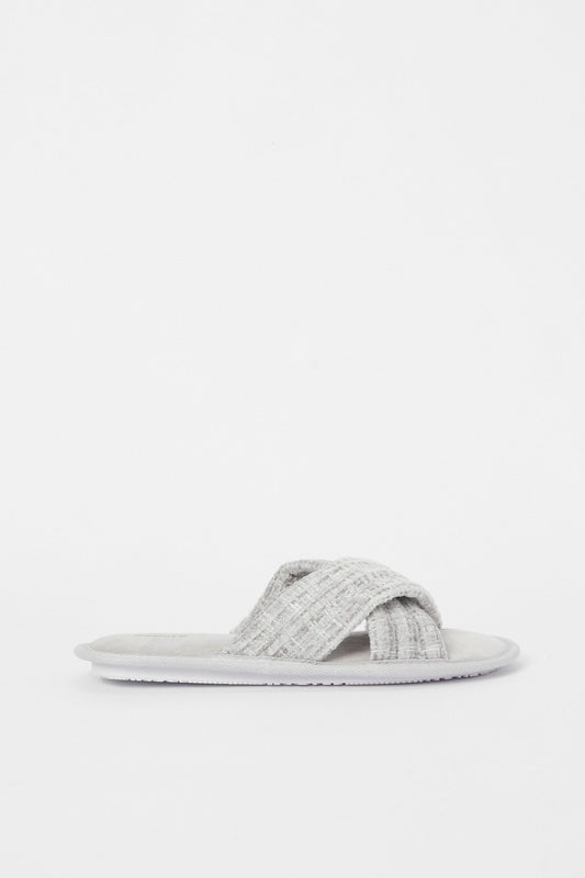 Redtag-Grey-Cross-Over-Slipper-Category:Slippers,-Colour:Grey,-Deals:New-In,-Filter:Women's-Footwear,-H1:FOO,-H2:LAD,-H3:SLI,-H4:SLI,-N/A,-New-In-Women-FOO,-Non-Sale,-S23C,-Season:S23C,-Section:Women,-Women-Slippers-Women's-