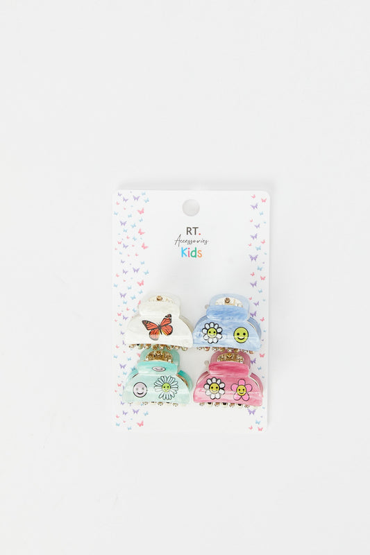 Redtag-S/4-Hair-Claw-Category:Hair-Accessories,-Colour:Assorted,-Filter:Girls-Accessories,-GIR-Hair-Accessories,-New-In,-New-In-GIR-ACC,-Non-Sale,-RMD,-S23B,-Section:Girls-(0-to-14Yrs)-Girls-
