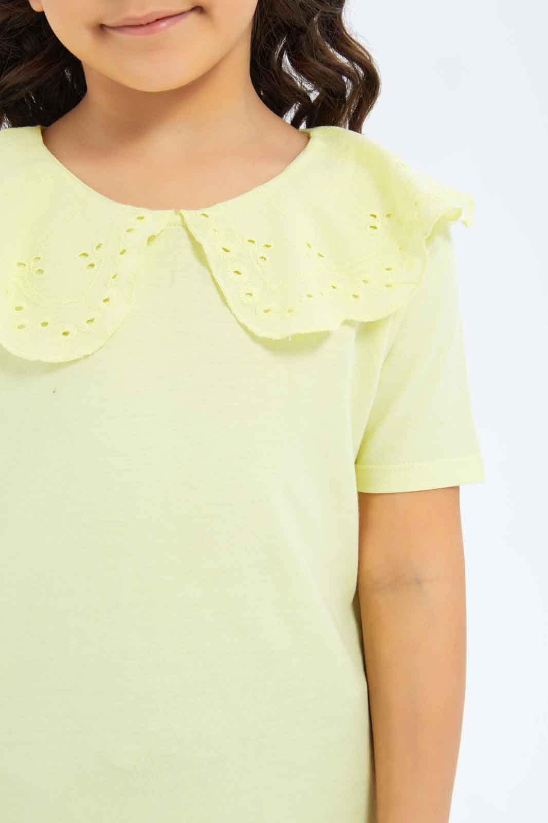 Redtag-Girls-Cut-Out-Jersey-Top---1-Category:Jackets,-Colour:Yellow,-Deals:New-In,-Filter:Girls-(2-to-8-Yrs),-GIR-Jackets,-New-In-GIR-APL,-Non-Sale,-S23B,-Section:Girls-(0-to-14Yrs)--