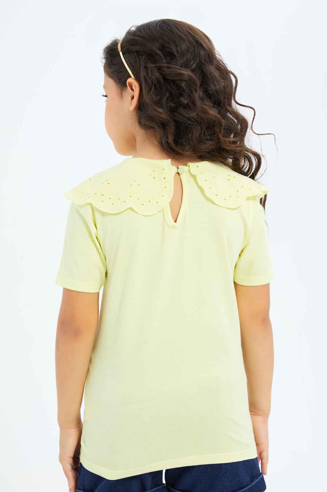 Redtag-Girls-Cut-Out-Jersey-Top---1-Category:Jackets,-Colour:Yellow,-Deals:New-In,-Filter:Girls-(2-to-8-Yrs),-GIR-Jackets,-New-In-GIR-APL,-Non-Sale,-S23B,-Section:Girls-(0-to-14Yrs)--