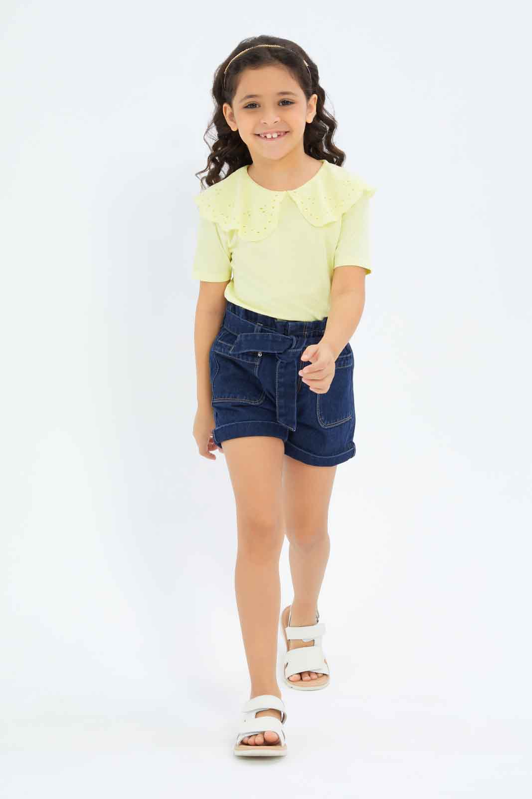 Redtag-Girls-Cut-Out-Jersey-Top---1-Category:Jackets,-Colour:Yellow,-Deals:New-In,-Filter:Girls-(2-to-8-Yrs),-GIR-Jackets,-New-In-GIR-APL,-Non-Sale,-S23B,-Section:Girls-(0-to-14Yrs)--