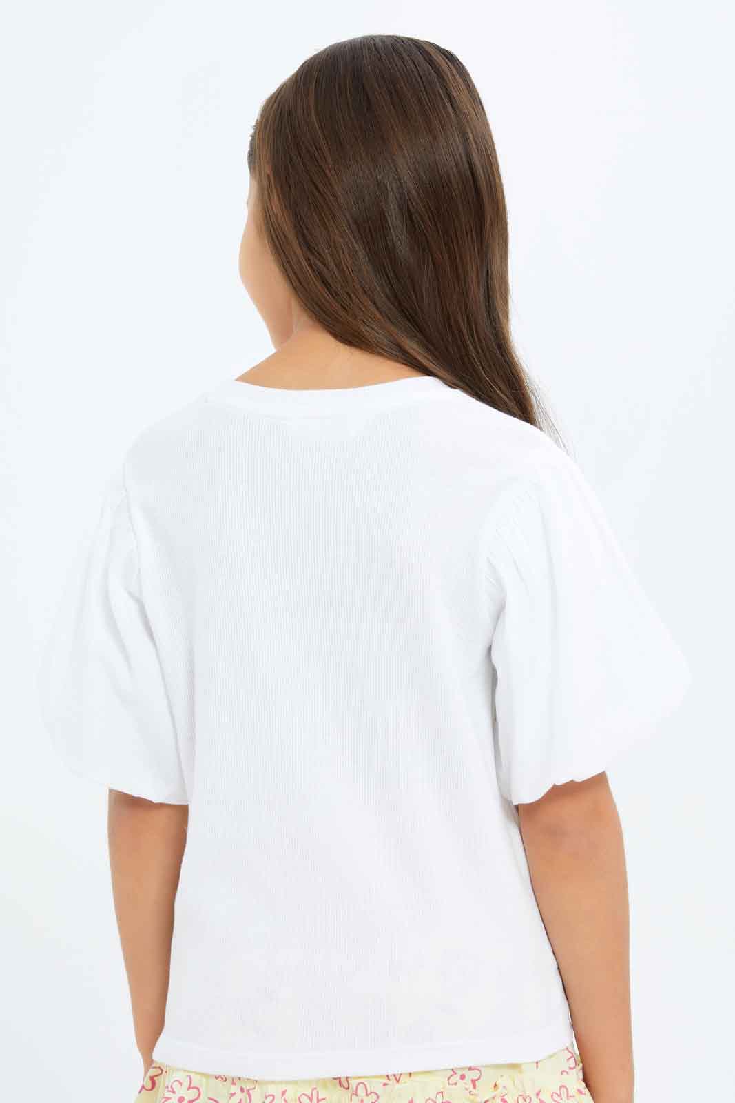 Redtag-Girls-Knot-Detail-Jersey-Top---White-Category:Jackets,-Colour:White,-Deals:New-In,-Filter:Girls-(2-to-8-Yrs),-GIR-Jackets,-New-In-GIR-APL,-Non-Sale,-S23B,-Section:Girls-(0-to-14Yrs)--