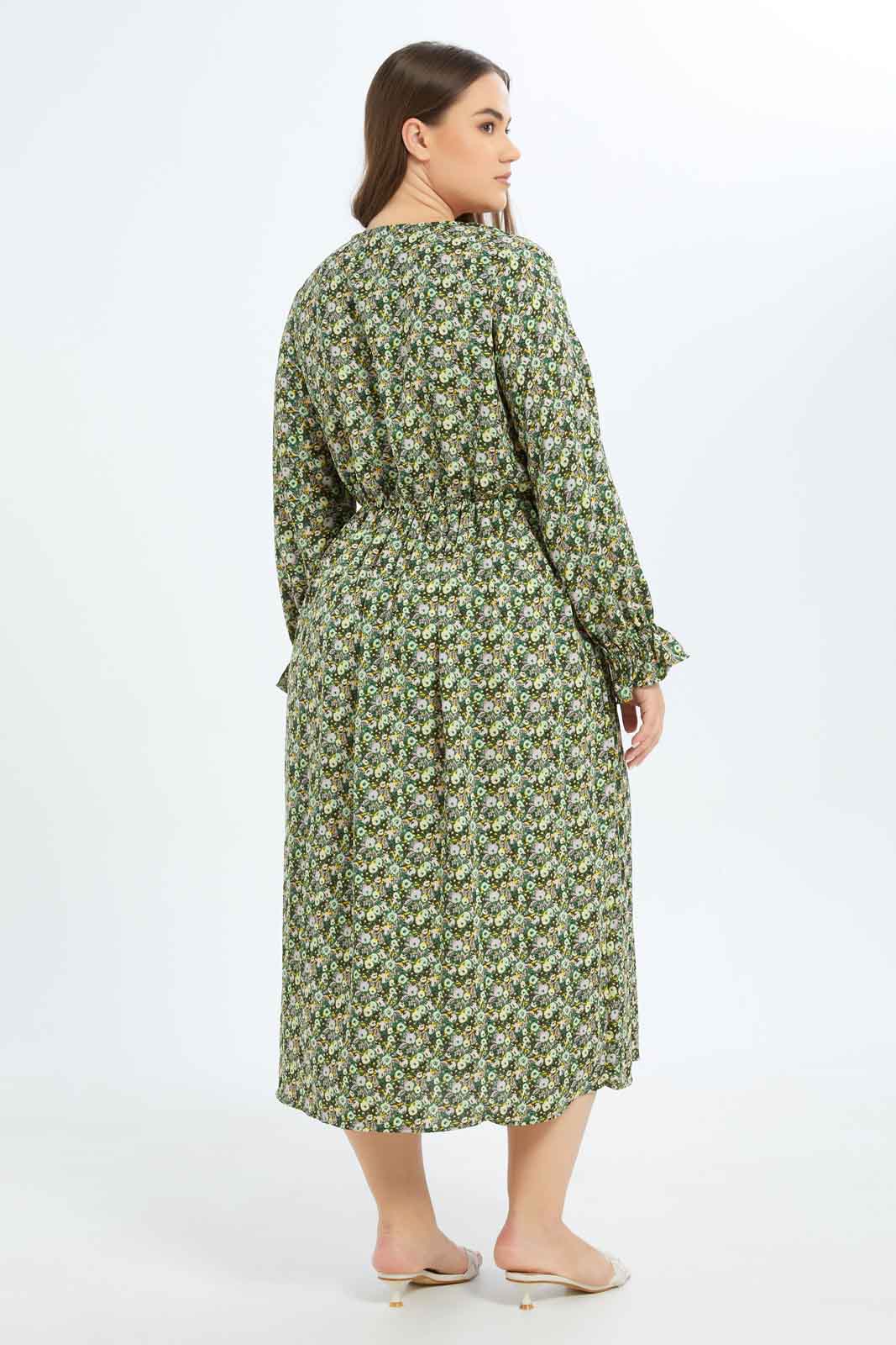 Redtag-Women-Green-Floral-Print-Wrap-Maxi-Dress-Category:Dresses,-Colour:Assorted,-Deals:New-In,-Filter:Plus-Size,-LDP-Dresses,-New-In-LDP-APL,-Non-Sale,-S23B,-Section:Women-Women's-