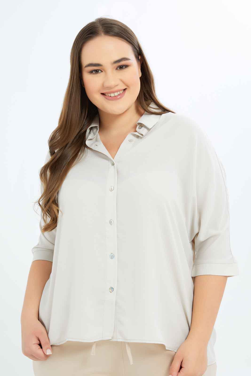 Redtag-Women-Ivory-Drop-Shoulder-Boxy-Fit-Shirt-Category:Blouses,-Colour:Ecru,-Deals:New-In,-Filter:Plus-Size,-LDP-Blouses,-New-In-LDP-APL,-Non-Sale,-S23B,-Section:Women-Women's-