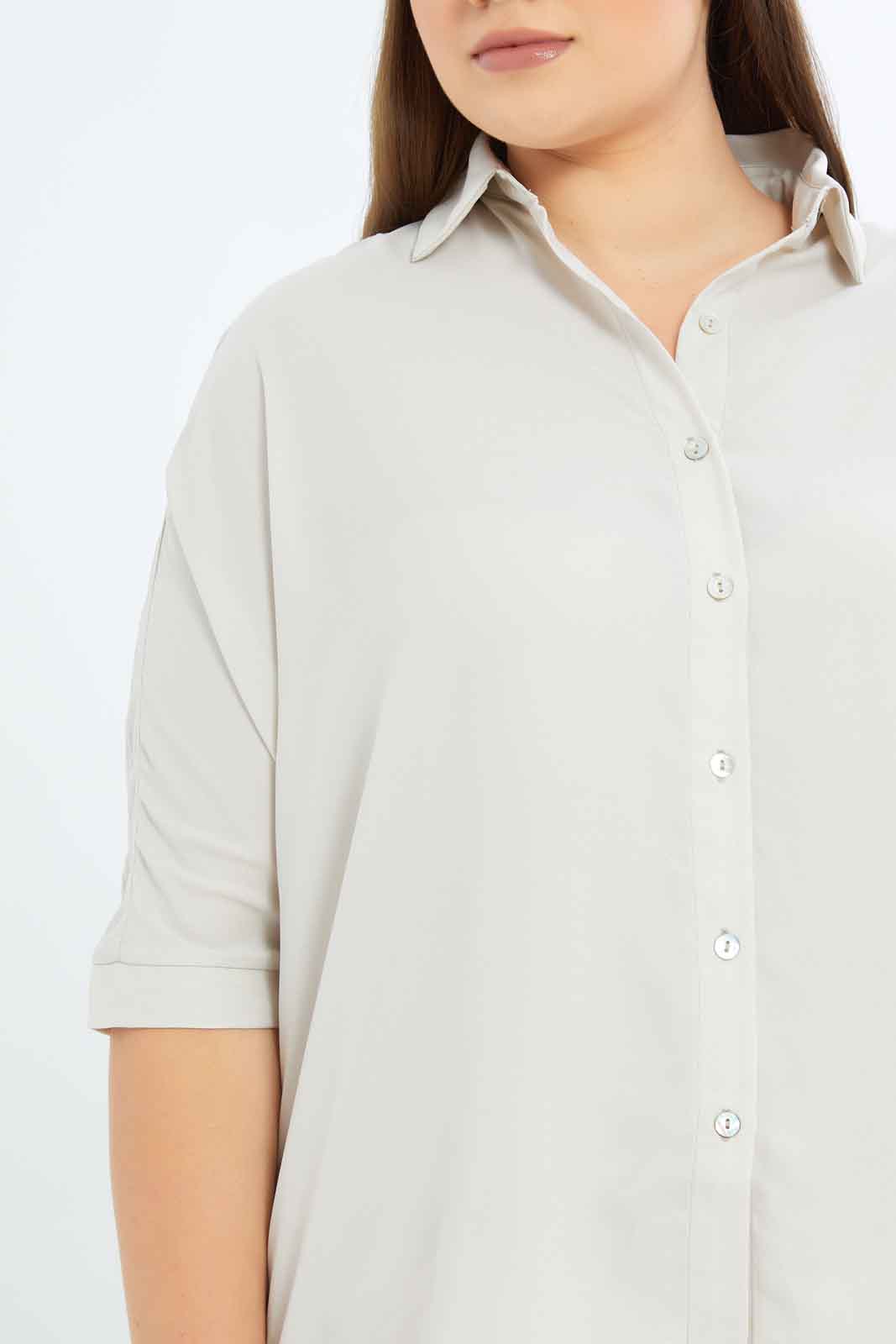 Redtag-Women-Ivory-Drop-Shoulder-Boxy-Fit-Shirt-Category:Blouses,-Colour:Ecru,-Deals:New-In,-Filter:Plus-Size,-LDP-Blouses,-New-In-LDP-APL,-Non-Sale,-S23B,-Section:Women-Women's-
