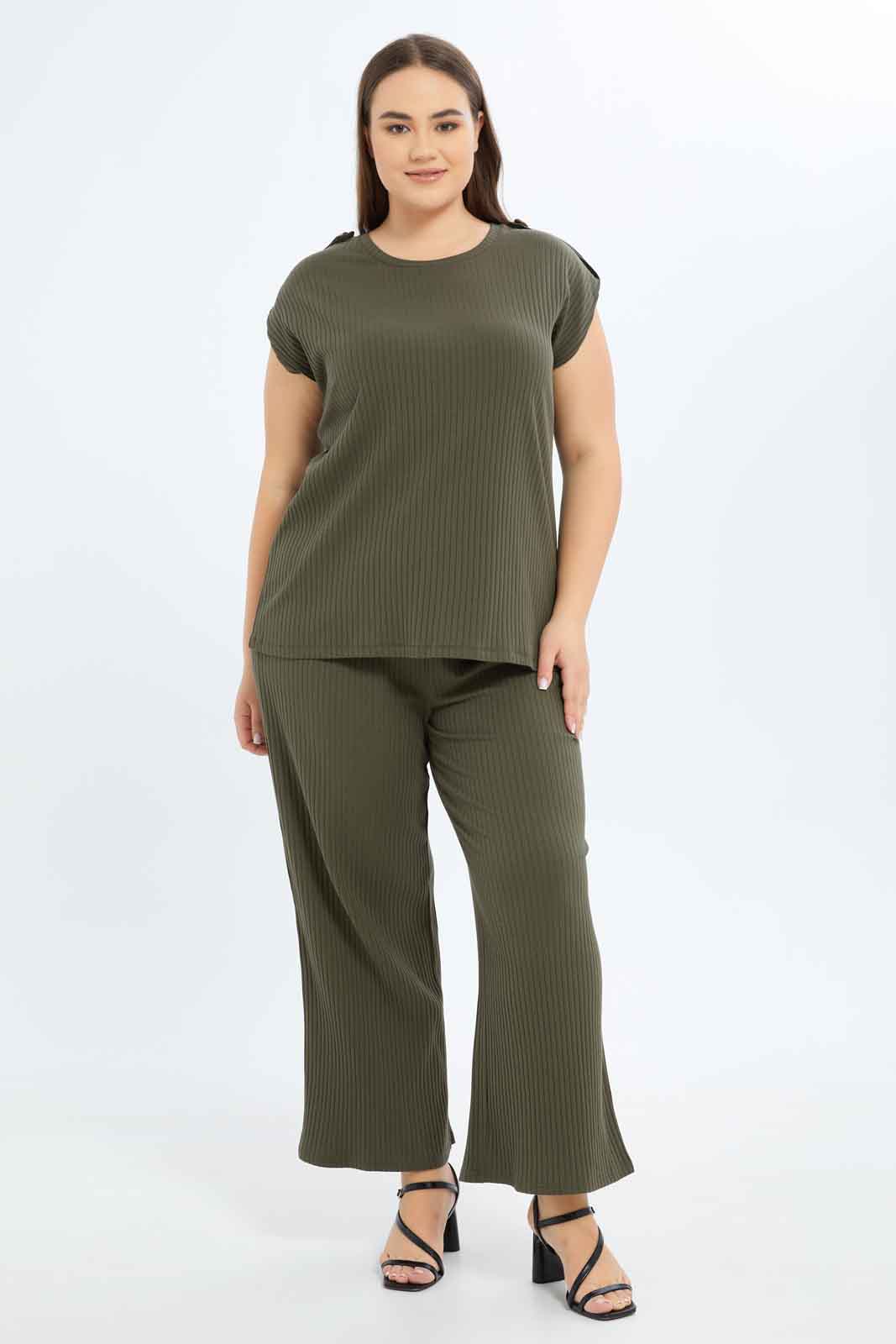 Redtag-Women-Olive-Strap-With-Button-Detailed-Top-Category:Tops,-Colour:Olive,-Deals:New-In,-Filter:Plus-Size,-LDP-Tops,-New-In-LDP-APL,-Non-Sale,-S23B,-Section:Women-Women's-
