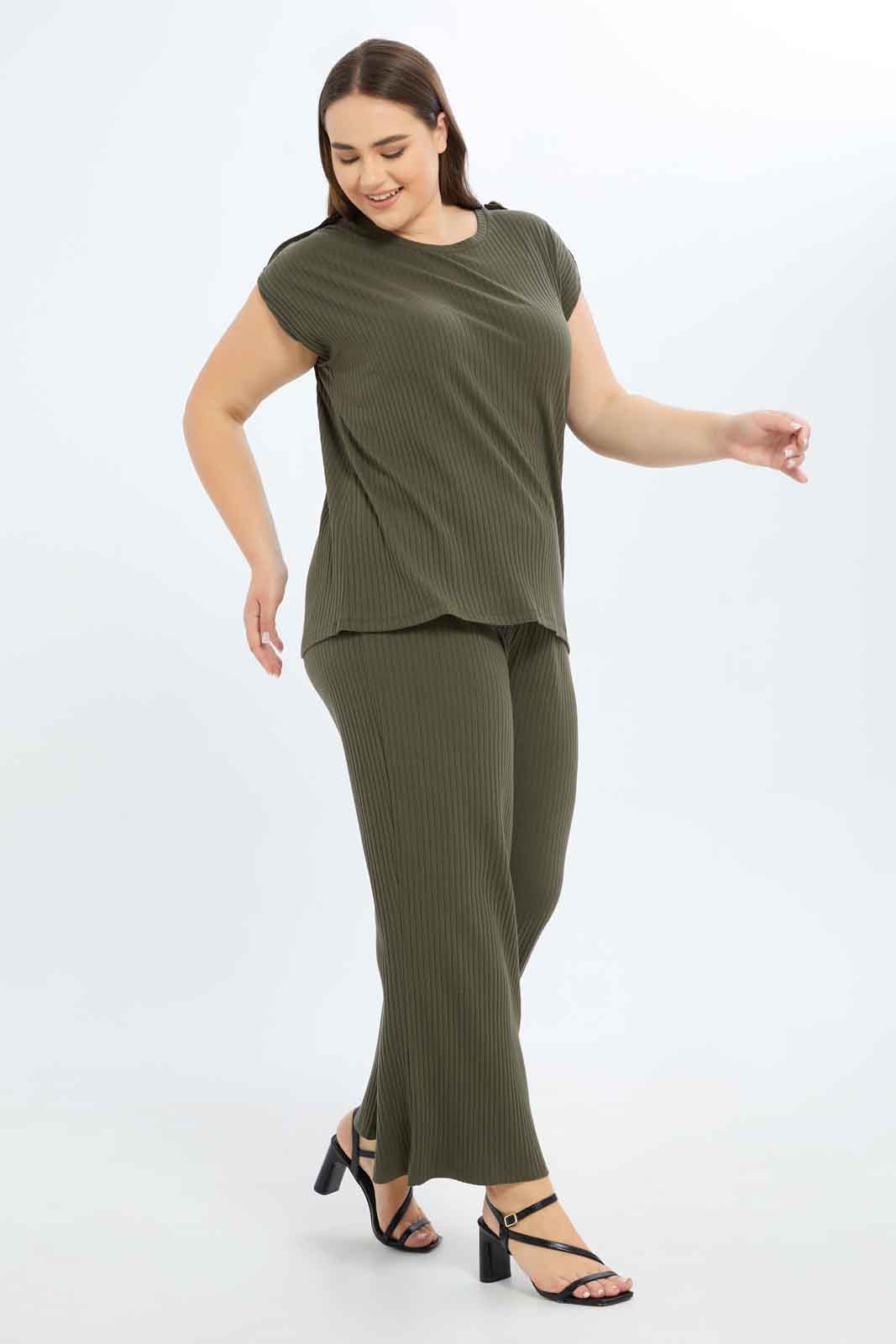 Redtag-Women-Olive-Wide-Leg-Rib-Trousers-Category:Trousers,-Colour:Olive,-Deals:New-In,-Filter:Plus-Size,-LDP-Trousers,-New-In-LDP-APL,-Non-Sale,-S23B,-Section:Women-Women's-