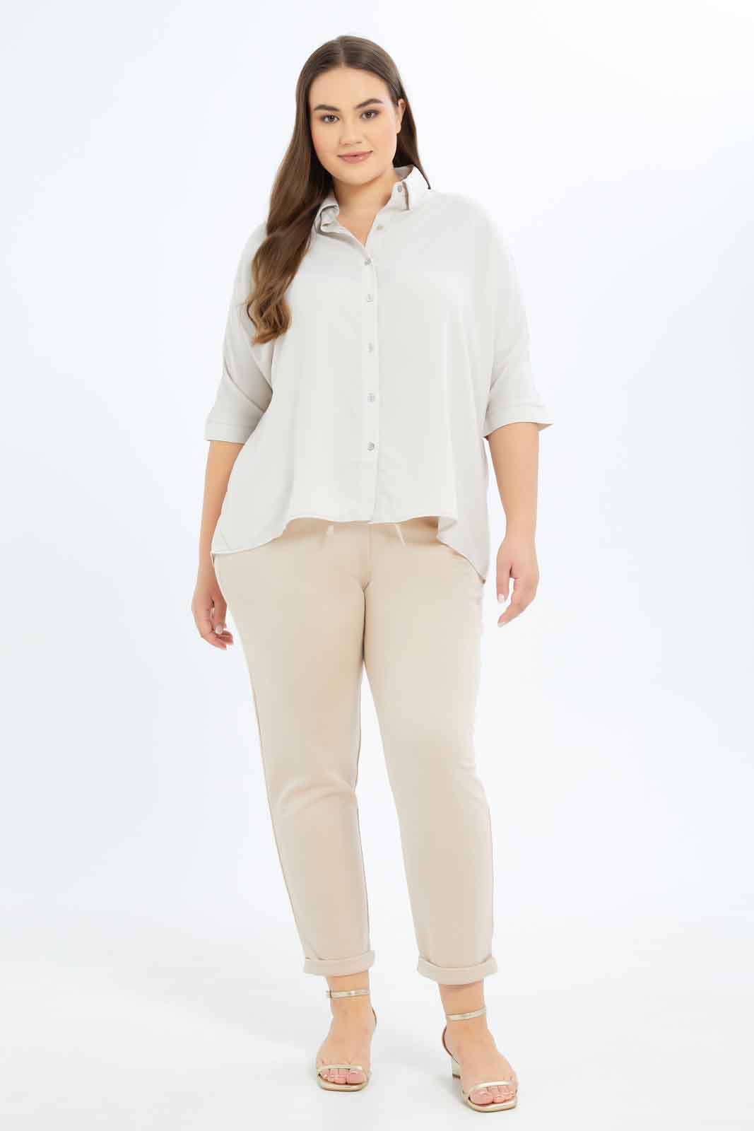 Redtag-Women-Beige-Tapered-Leg-Turn-Up-Trouser-Category:Trousers,-Colour:Beige,-Deals:New-In,-Filter:Plus-Size,-LDP-Trousers,-New-In-LDP-APL,-Non-Sale,-S23B,-Section:Women-Women's-