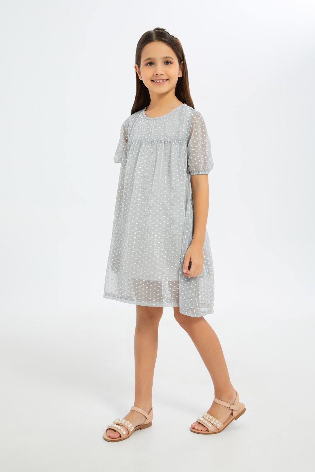 Redtag-Girls-Sliver-Layered-Mesh-Embroidered-Dress-Category:Dresses,-Colour:Silver,-Deals:New-In,-Filter:Girls-(2-to-8-Yrs),-GIR-Dresses,-H1:KWR,-H2:GIR,-H3:DRS,-H4:CAD,-New-In-GIR-APL,-Non-Sale,-RMD,-S23C,-Season:S23C,-Section:Girls-(0-to-14Yrs)-Girls-2 to 8 Years