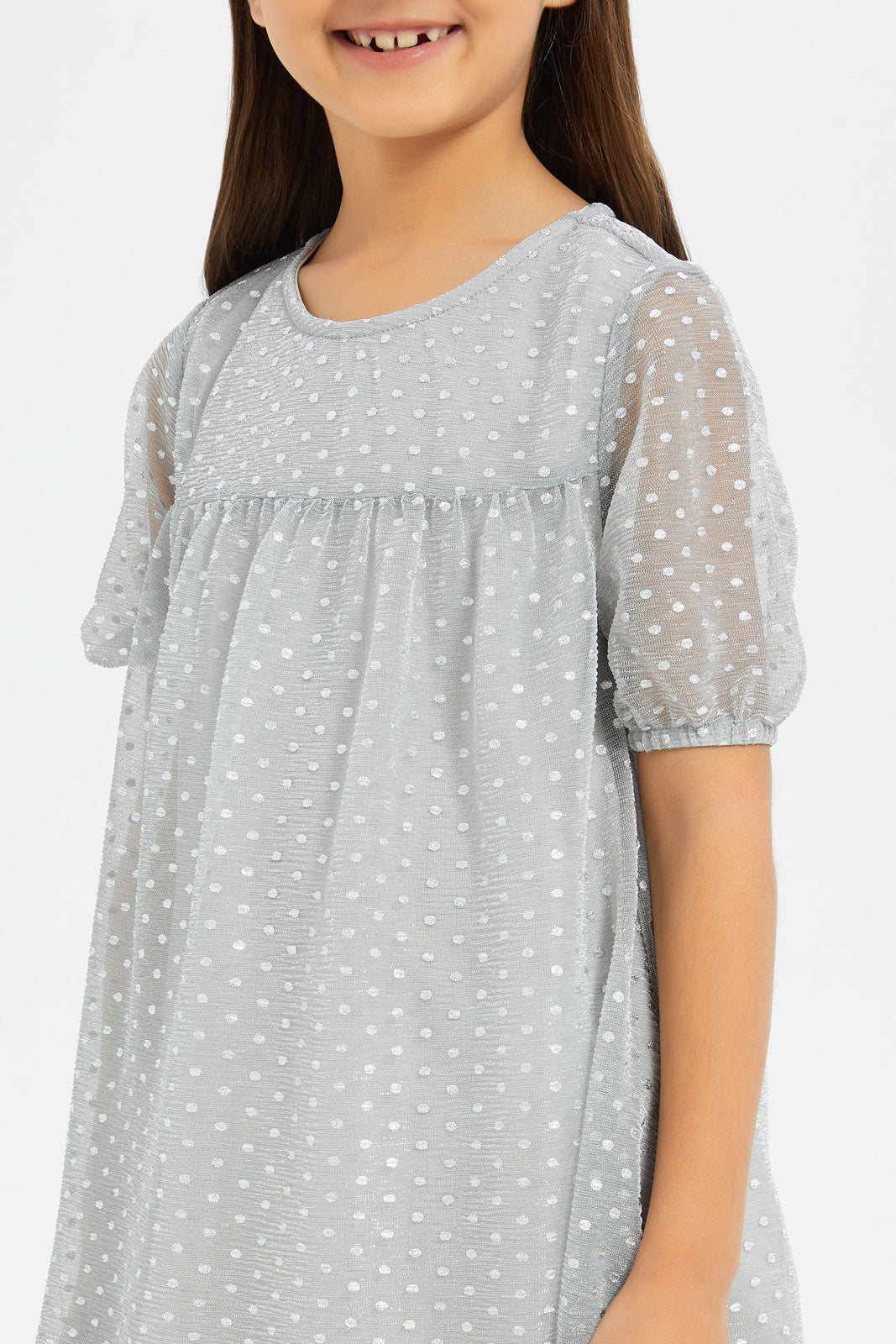 Redtag-Girls-Sliver-Layered-Mesh-Embroidered-Dress-Category:Dresses,-Colour:Silver,-Deals:New-In,-Filter:Girls-(2-to-8-Yrs),-GIR-Dresses,-H1:KWR,-H2:GIR,-H3:DRS,-H4:CAD,-New-In-GIR-APL,-Non-Sale,-RMD,-S23C,-Season:S23C,-Section:Girls-(0-to-14Yrs)-Girls-2 to 8 Years