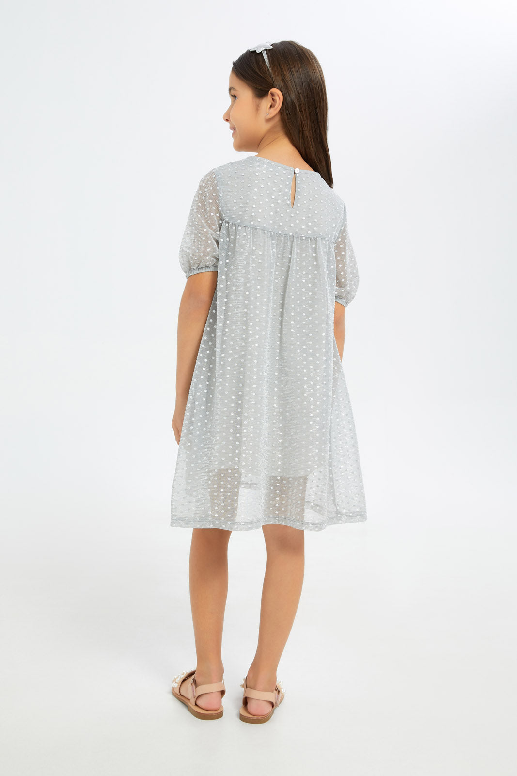 Redtag-Girls-Sliver-Layered-Mesh-Embroidered-Dress-Category:Dresses,-Colour:Silver,-Deals:New-In,-Filter:Girls-(2-to-8-Yrs),-GIR-Dresses,-H1:KWR,-H2:GIR,-H3:DRS,-H4:CAD,-New-In-GIR-APL,-Non-Sale,-RMD,-S23C,-Season:S23C,-Section:Girls-(0-to-14Yrs)-Girls-2 to 8 Years