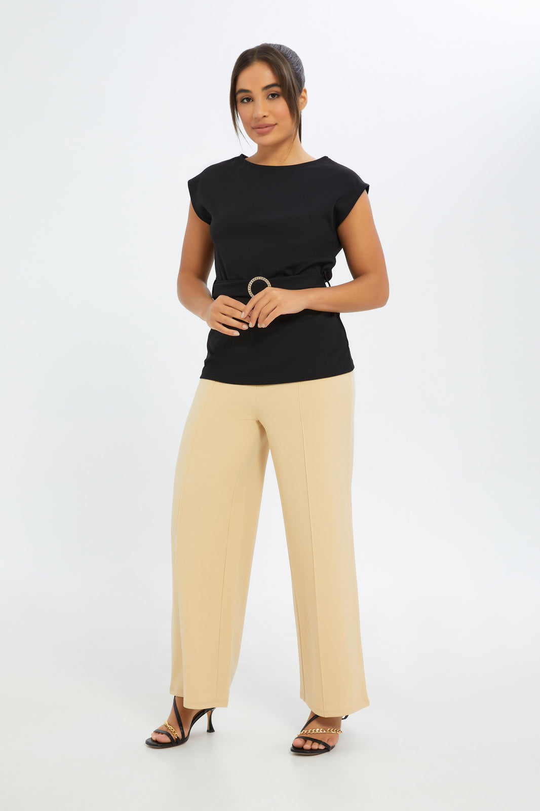 Redtag-Women-Black-Diamante-Belted-Top-Category:Tops,-Colour:Black,-Deals:New-In,-Event:RMD,-Filter:Women's-Clothing,-H1:LWR,-H2:LAD,-H3:JYT,-H4:FJT,-New-In-Women-APL,-Non-Sale,-Promo:RMD,-RMD,-S23C,-Season:S23C,-Section:Women,-Women-Tops-Women's-