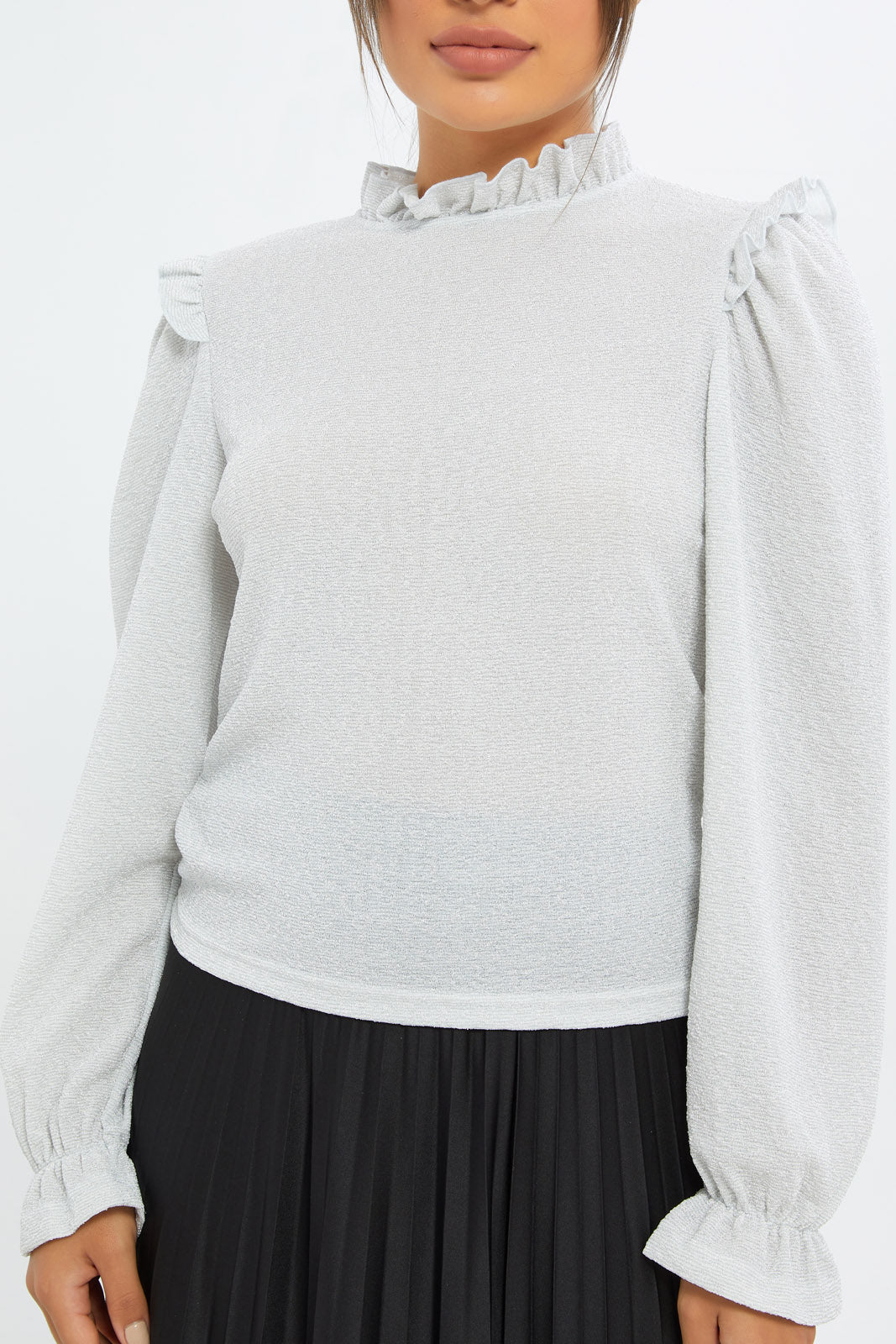 Redtag-Women-White-High-Neck-Lurex-Top-Category:Tops,-Colour:White,-Deals:New-In,-Event:RMD,-Filter:Women's-Clothing,-H1:LWR,-H2:LAD,-H3:JYT,-H4:FJT,-New-In-Women-APL,-Non-Sale,-Promo:RMD,-RMD,-S23C,-Season:S23C,-Section:Women,-Women-Tops-Women's-