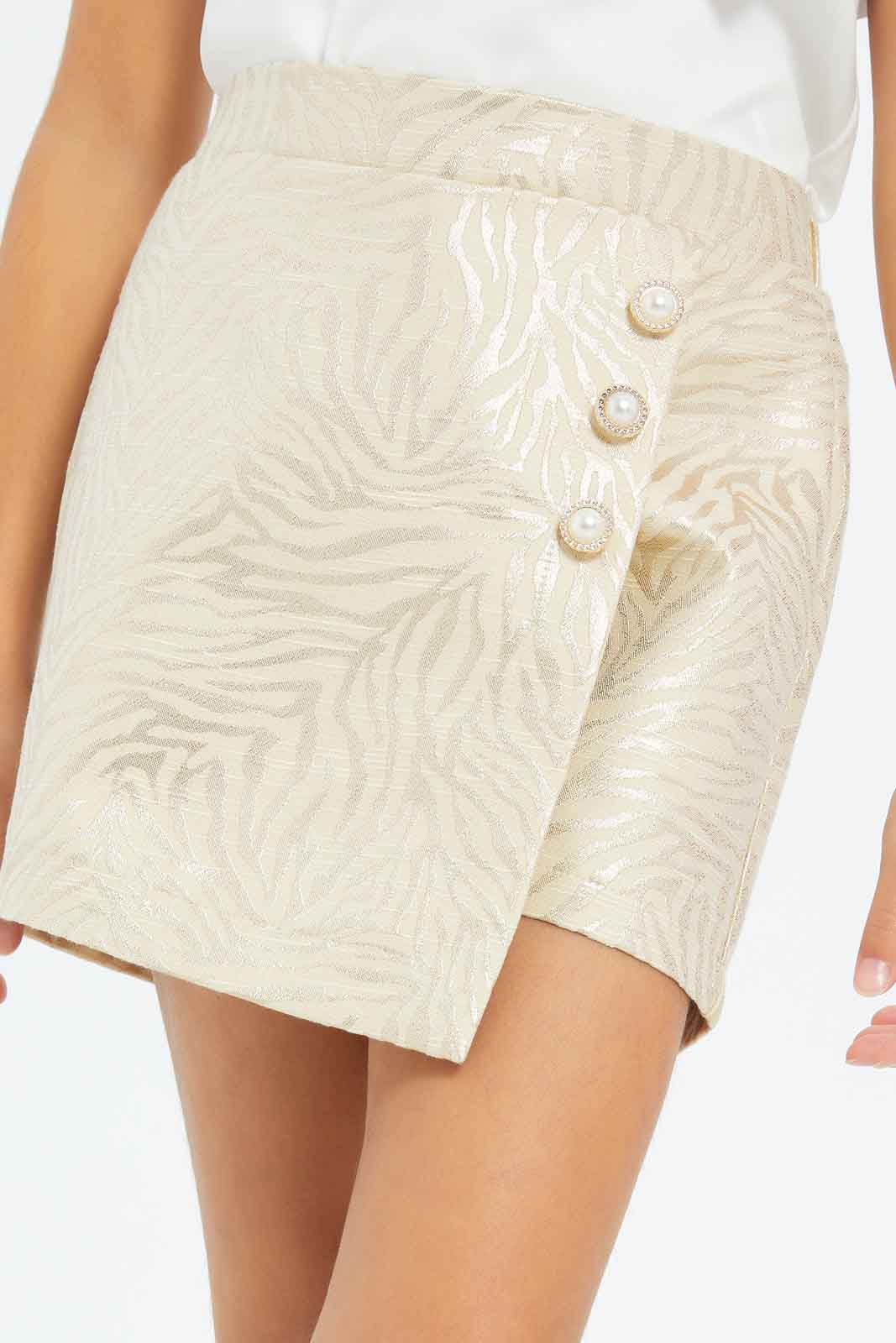 Redtag-Girls-Ivory-With-Gold-Glittered-Pattern-Skirt-Category:Skirts,-Colour:Gold,-Deals:New-In,-Filter:Girls-(2-to-8-Yrs),-GIR-Skirts,-New-In-GIR-APL,-Non-Sale,-RMD,-S23C,-Section:Girls-(0-to-14Yrs)-Girls-2 to 8 Years