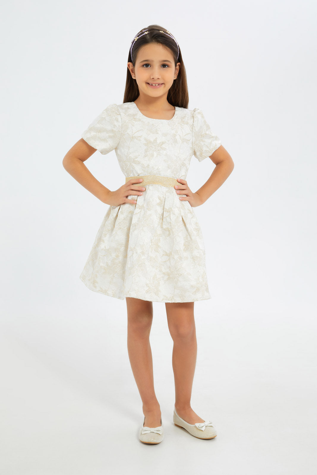 Redtag-Girls-Ivory-Allover-Pattern-Gold-Embroidered-Jacquard-Blouse-Category:Blouses,-Colour:Ivory,-Deals:New-In,-Filter:Girls-(2-to-8-Yrs),-GIR-Blouses,-H1:KWR,-H2:GIR,-H3:BLO,-H4:CBL,-New-In-GIR-APL,-Non-Sale,-RMD,-S23C,-Season:S23C,-Section:Girls-(0-to-14Yrs)-Girls-2 to 8 Years